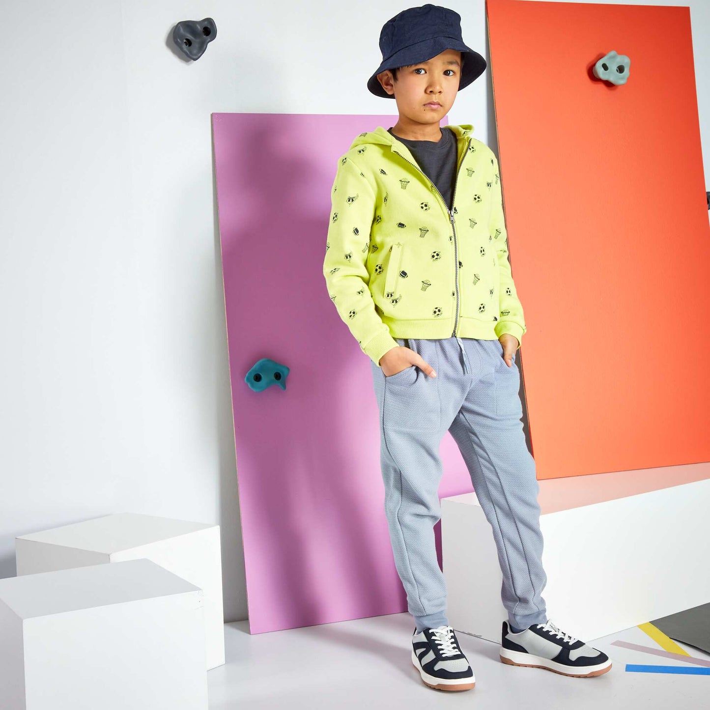 Pantalon de jogging en maille relief Bleu gris