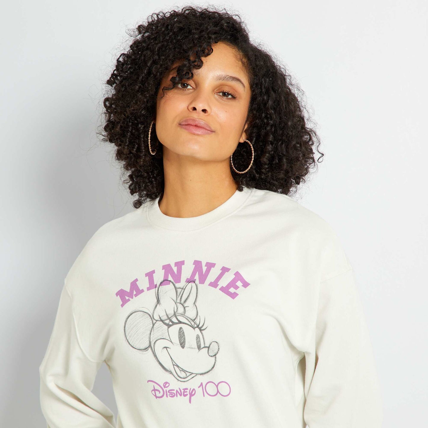Sweat col rond '100 ans Disney' Blanc