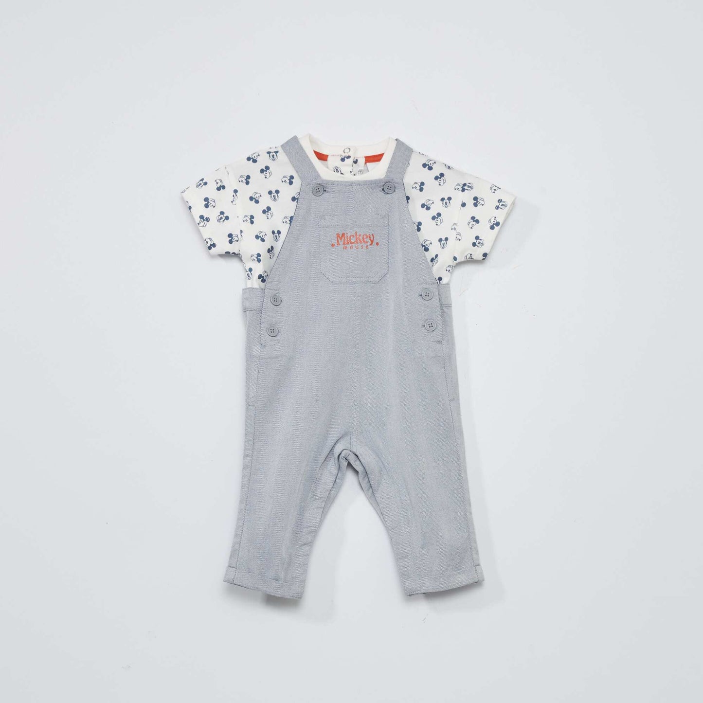 Ensemble salopette + tee-shirt 'Mickey' - 2 pi ces Blanc/gris