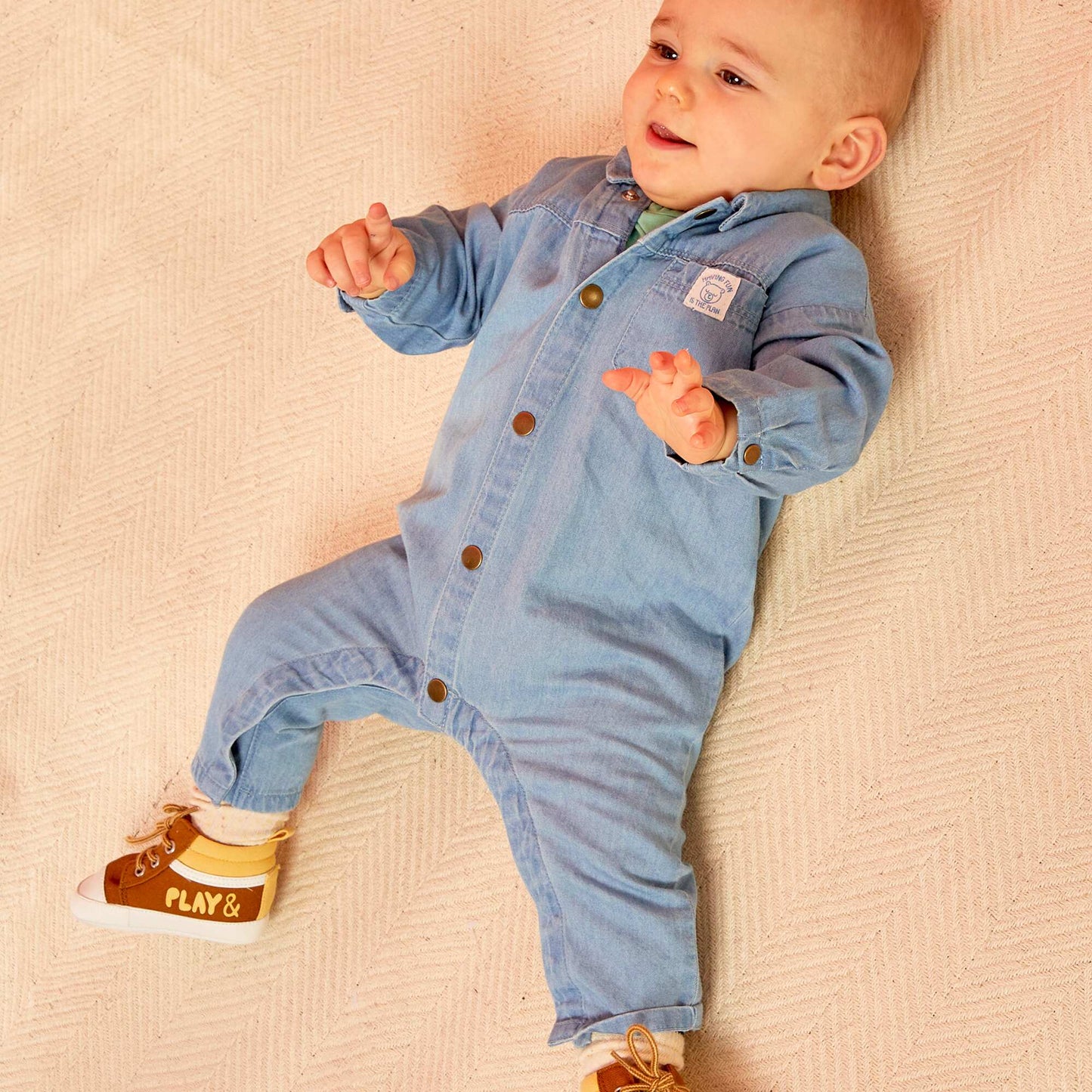 Salopette longue en denim Bleu