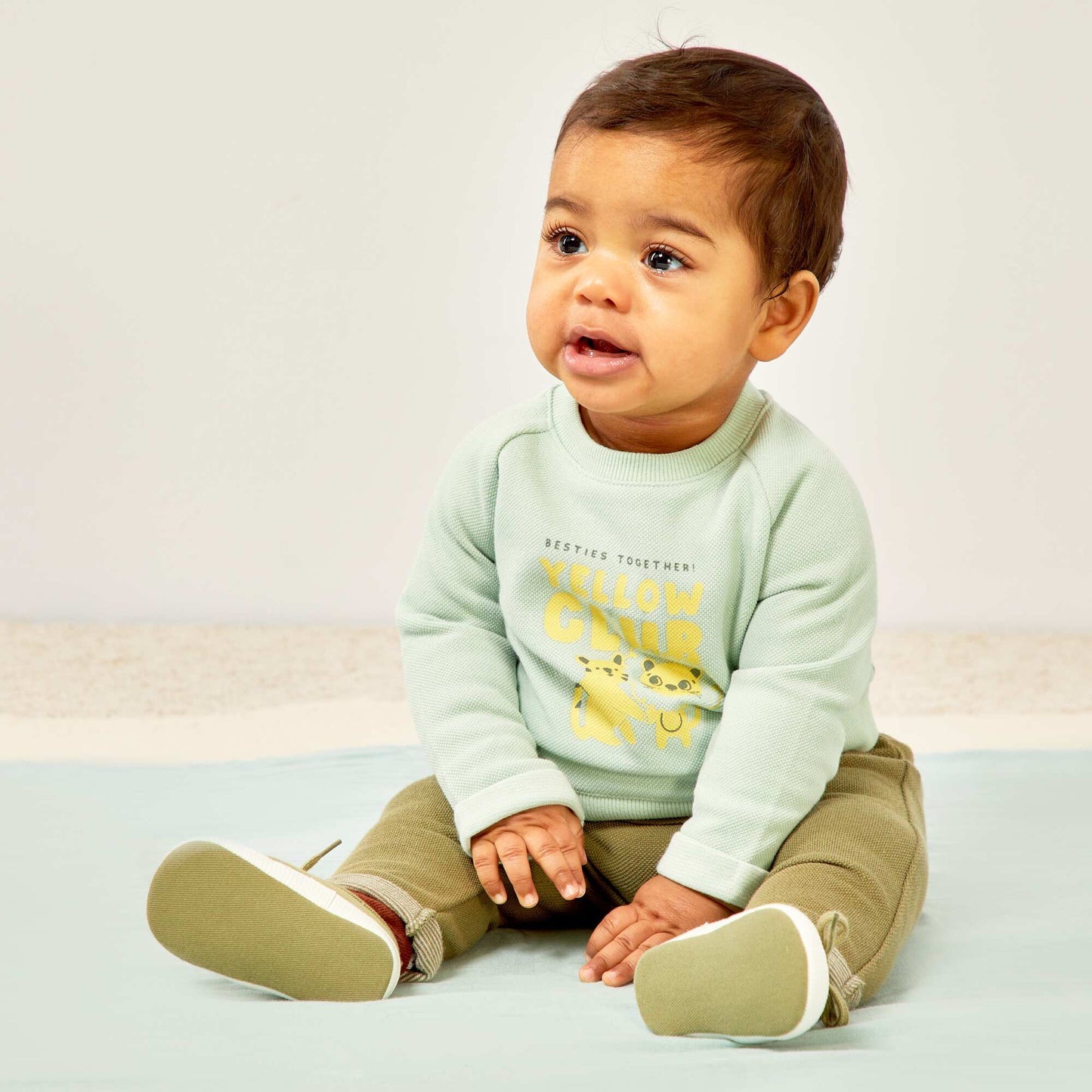 Pantalon sarouel en piqu vert lichen