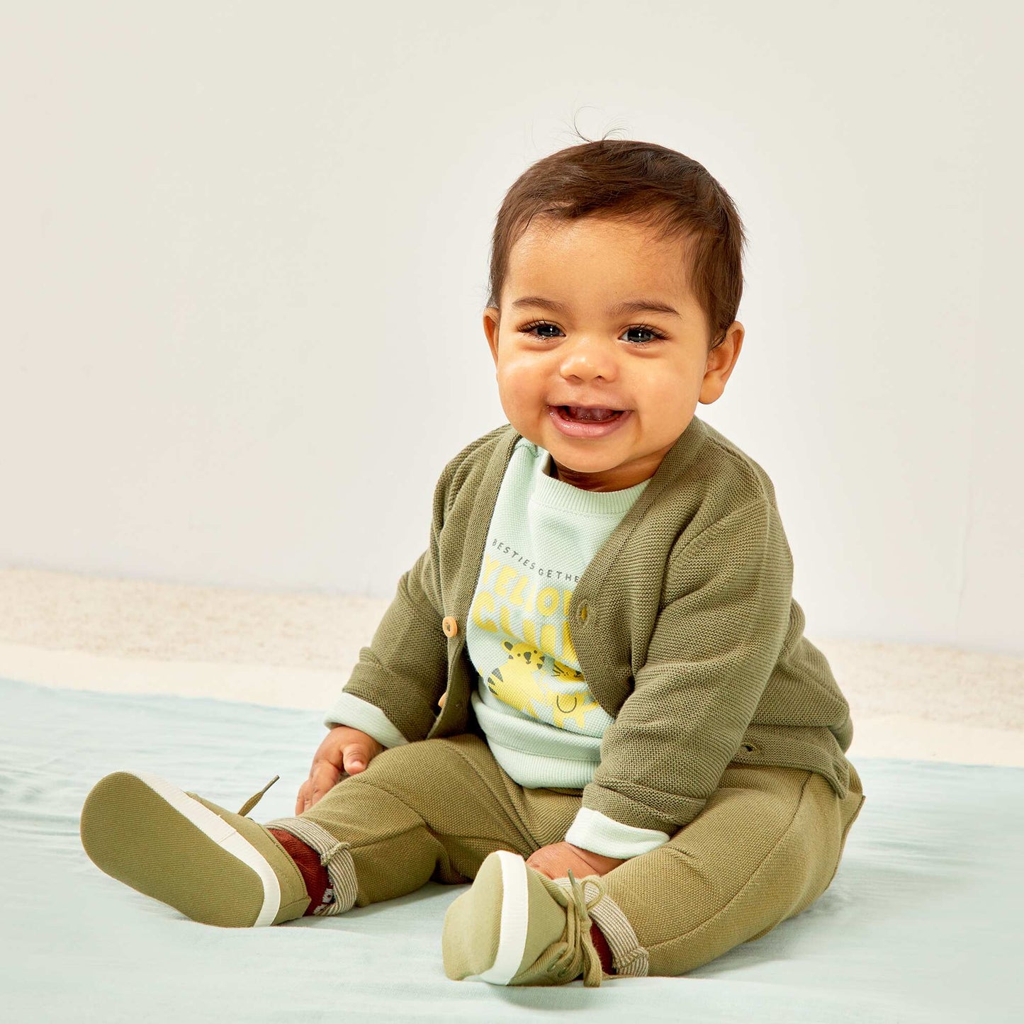 Pantalon sarouel en piqu vert lichen