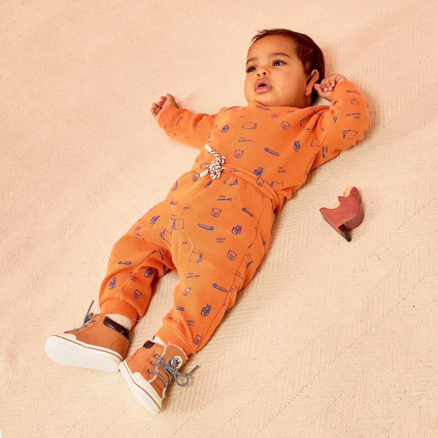 Pantalon en maille gaufr e Orange