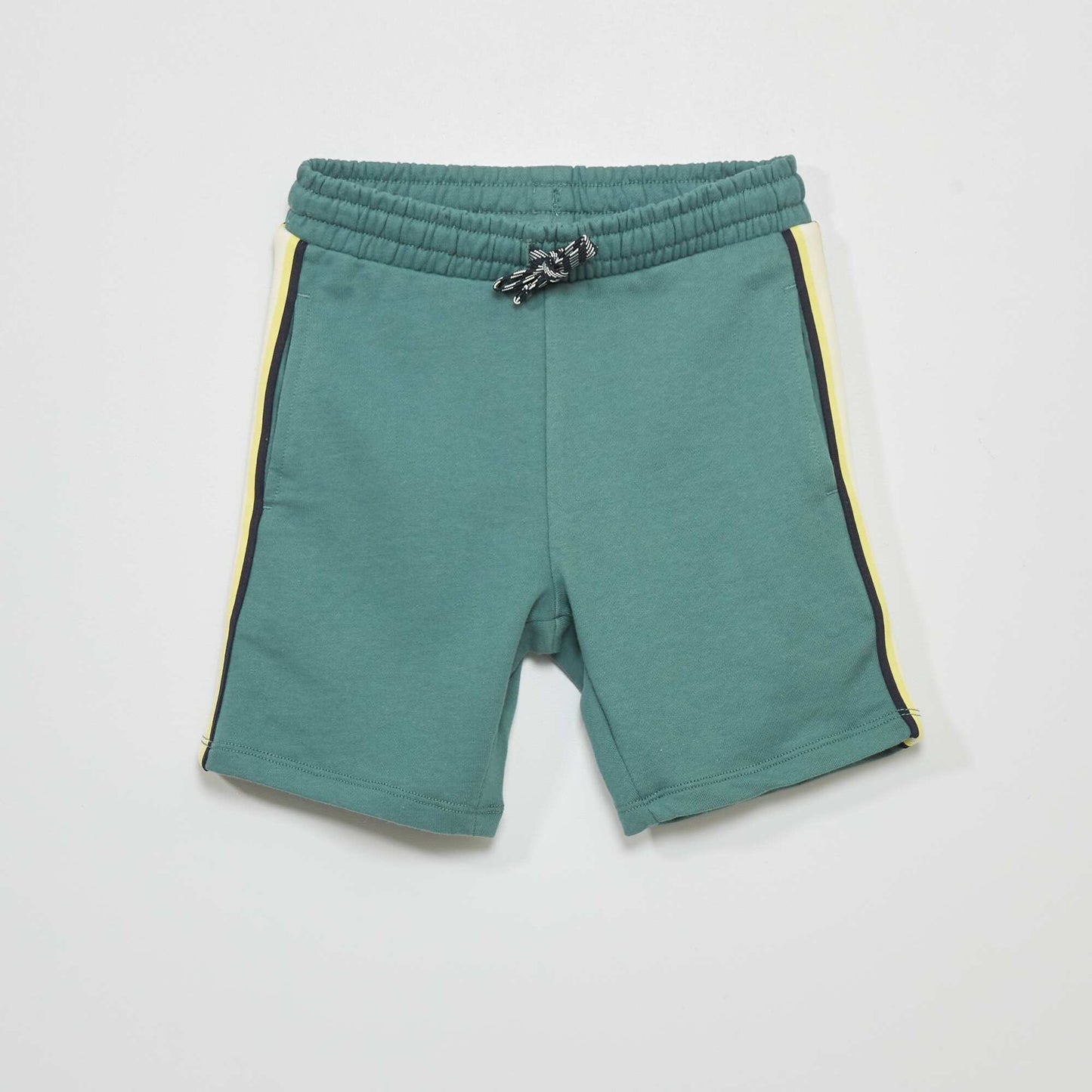 Short en molleton avec bandes contrastantes vert de gris
