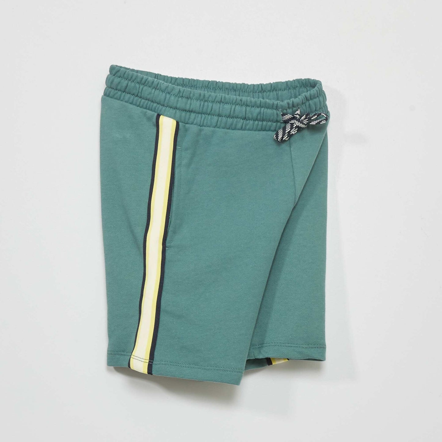 Short en molleton avec bandes contrastantes vert de gris