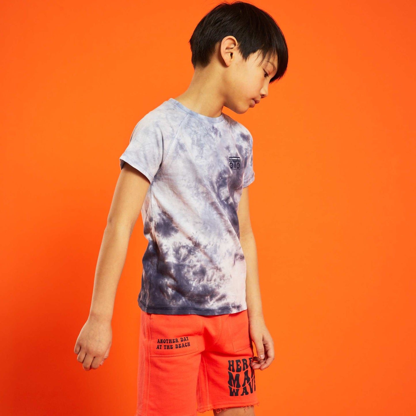 T-shirt en jersey tie and dye Bleu