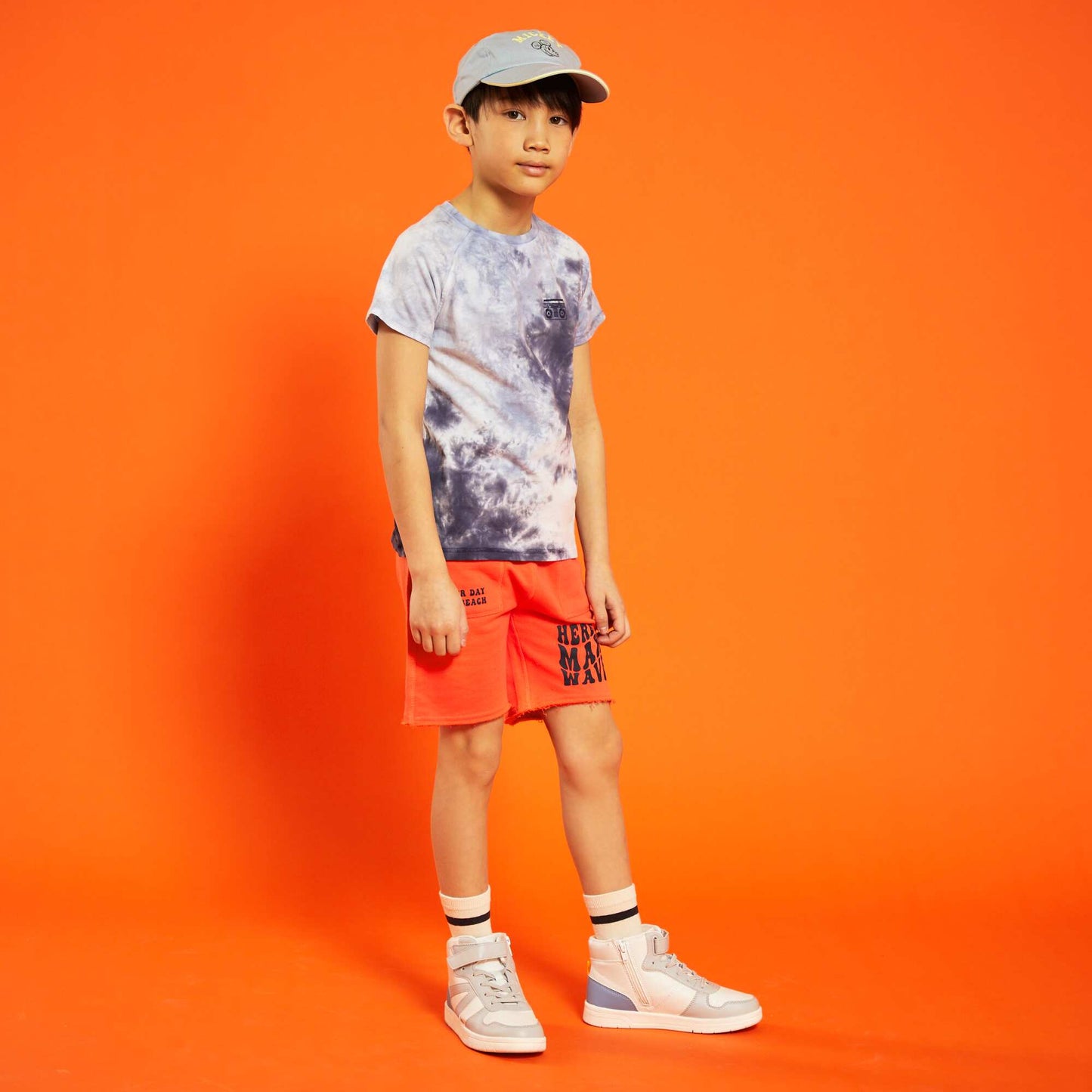 T-shirt en jersey tie and dye Bleu