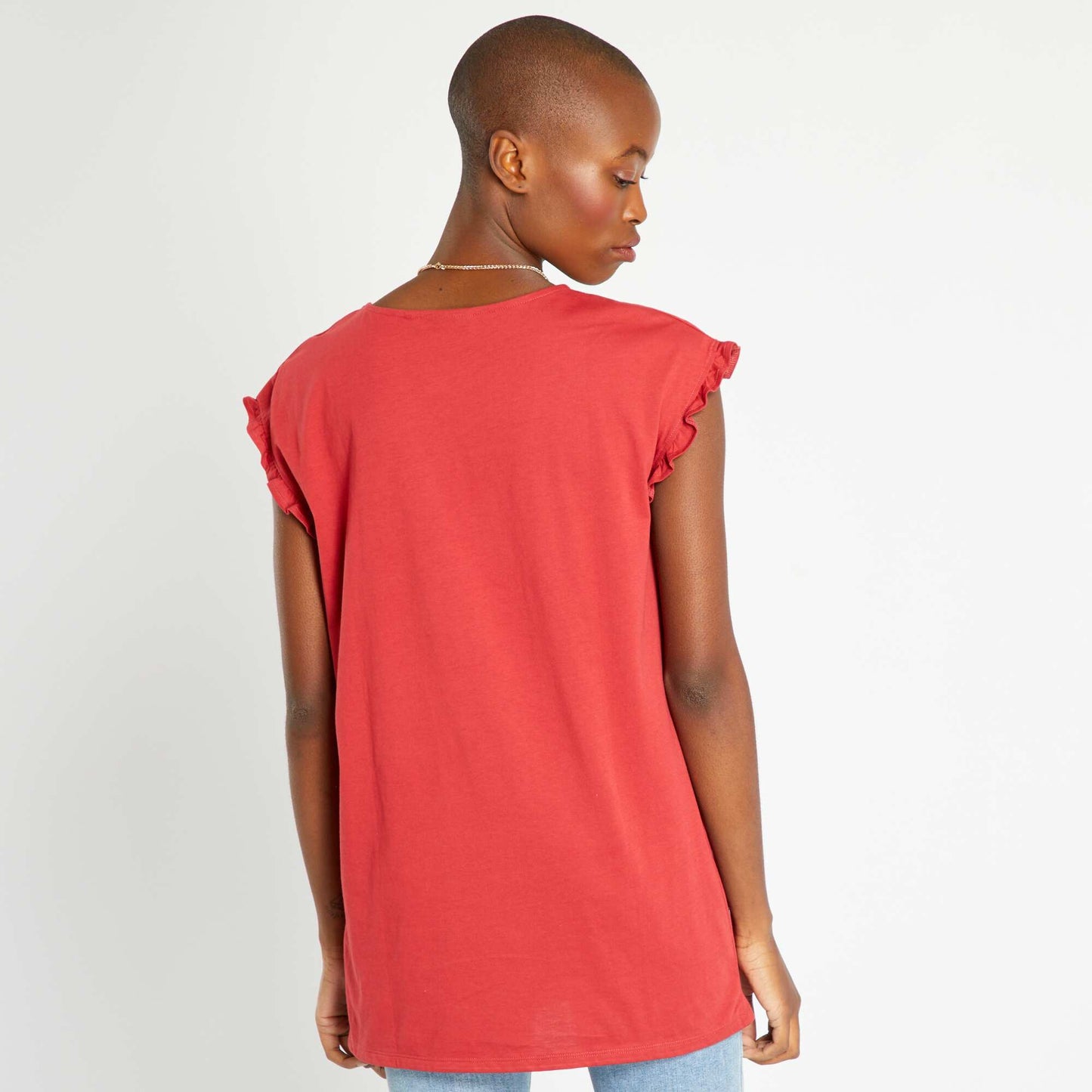 T-shirt imprim col rond Rouge ros