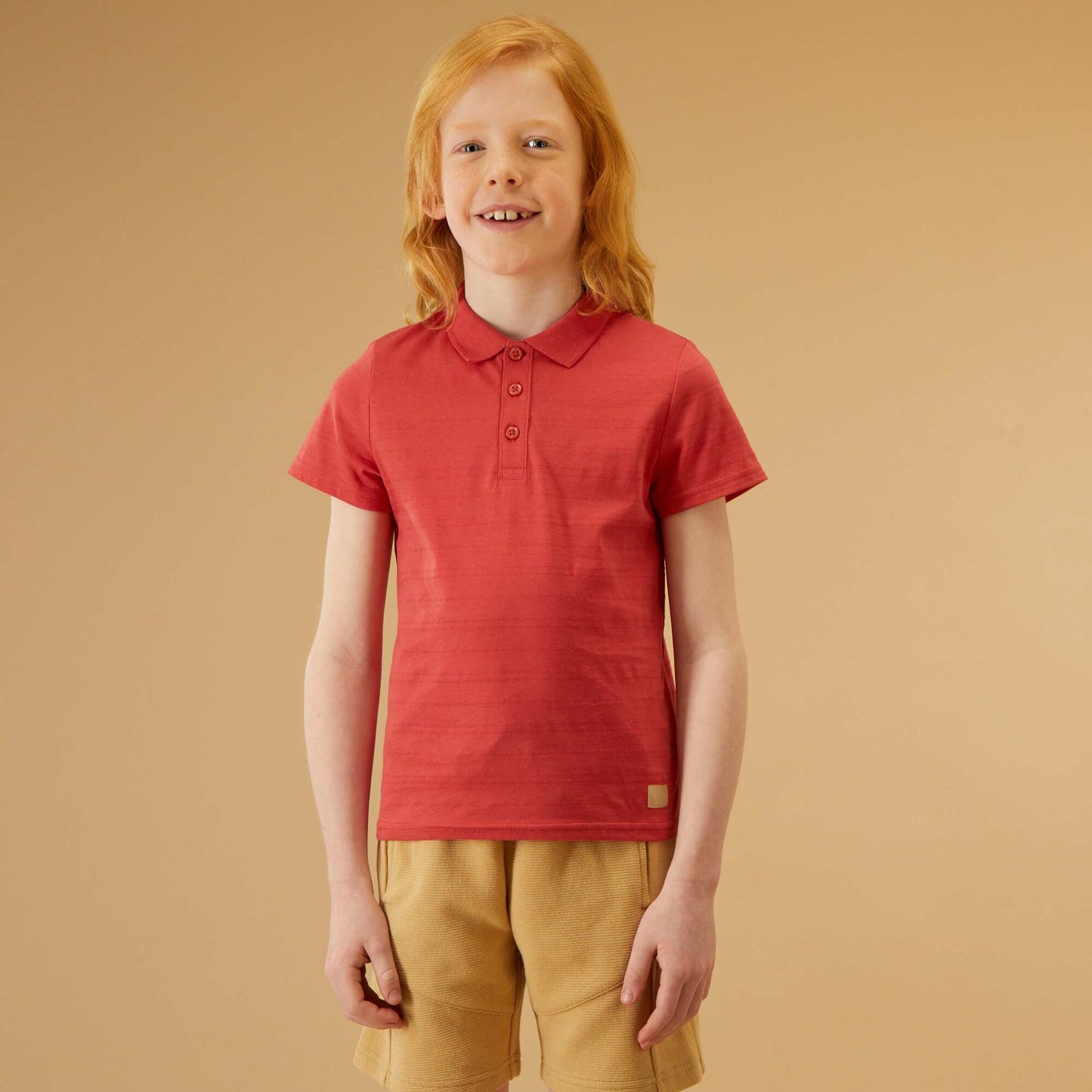 Polo en maille relief Rouge