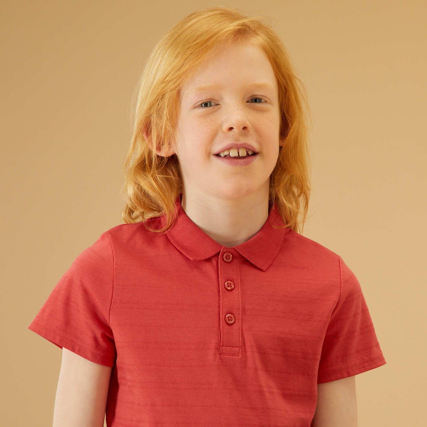 Polo en maille relief Rouge