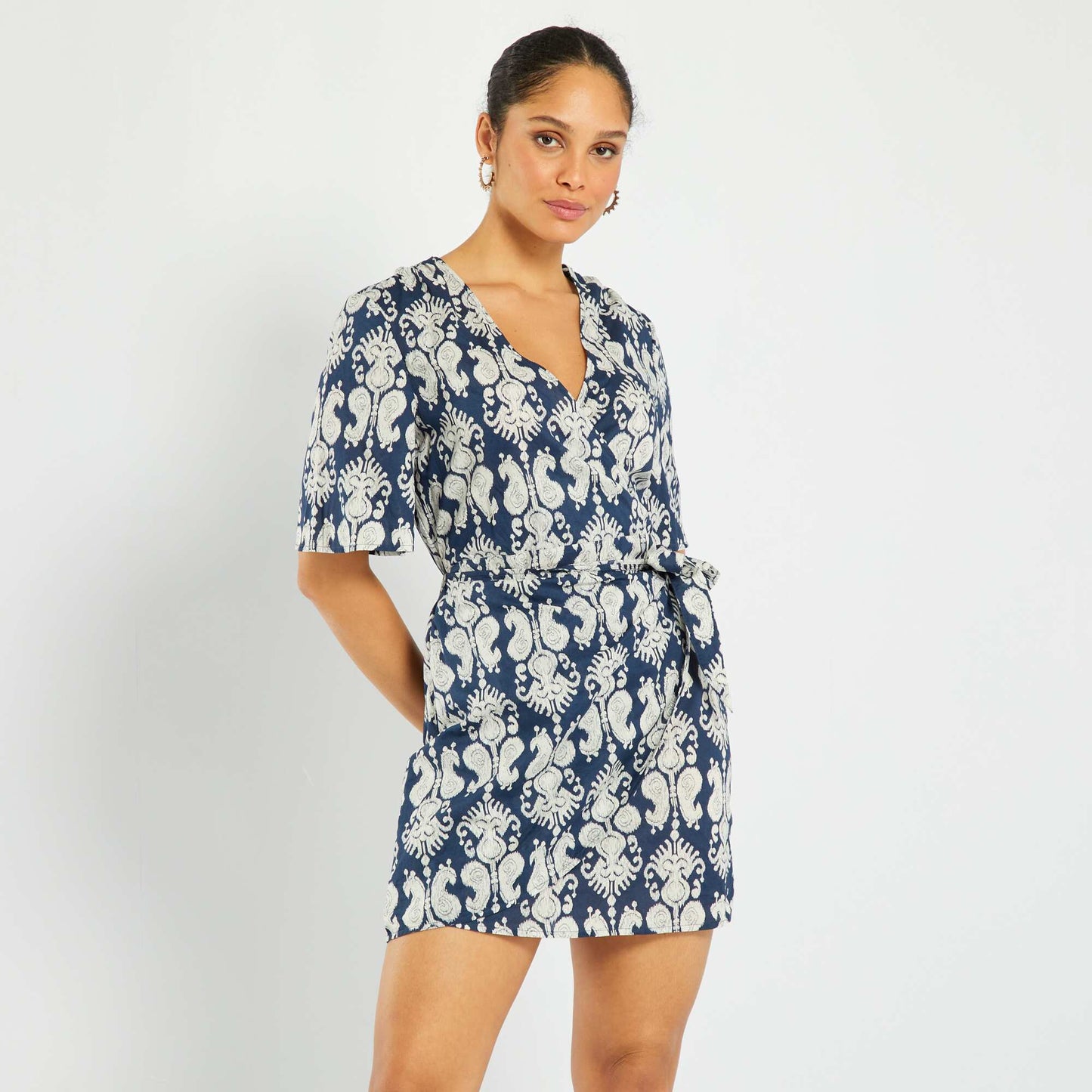 Robe portefeuille avec imprim Bleu