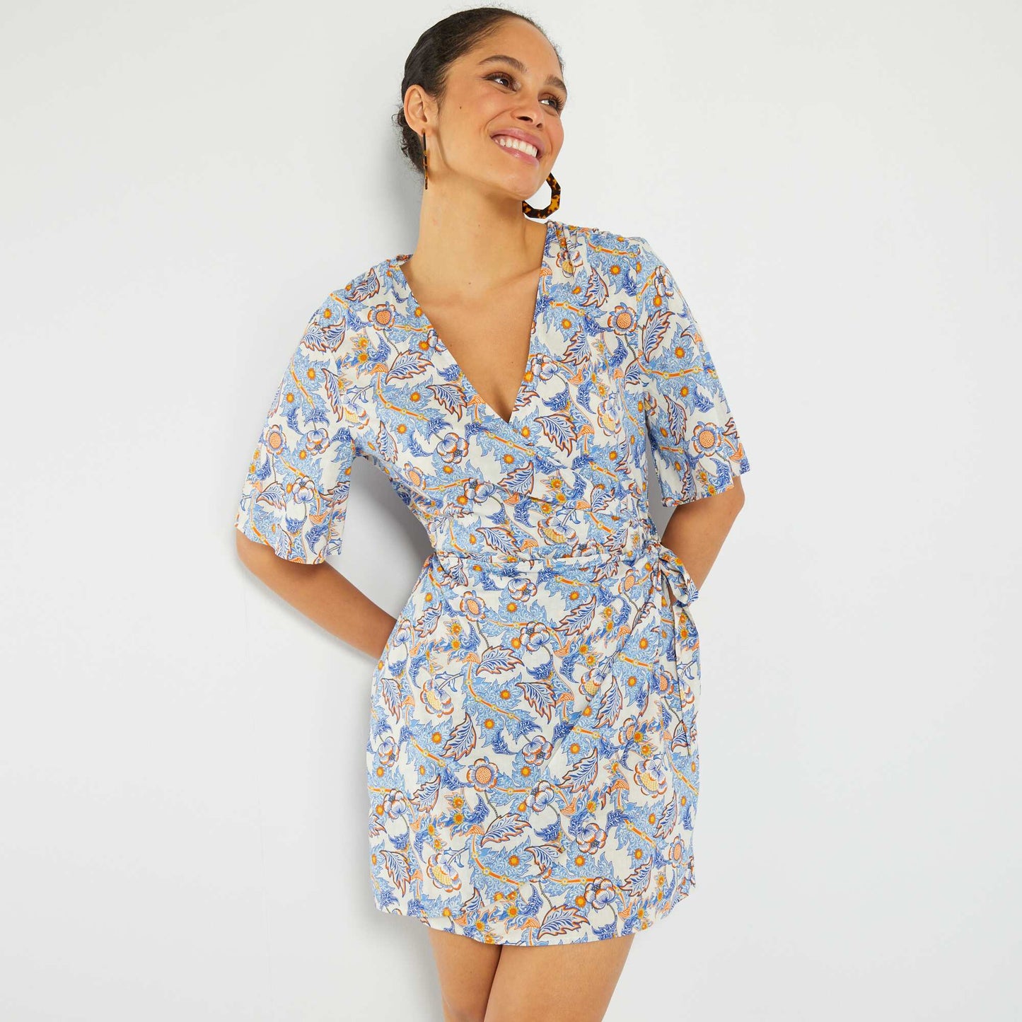Robe portefeuille avec imprim Bleu