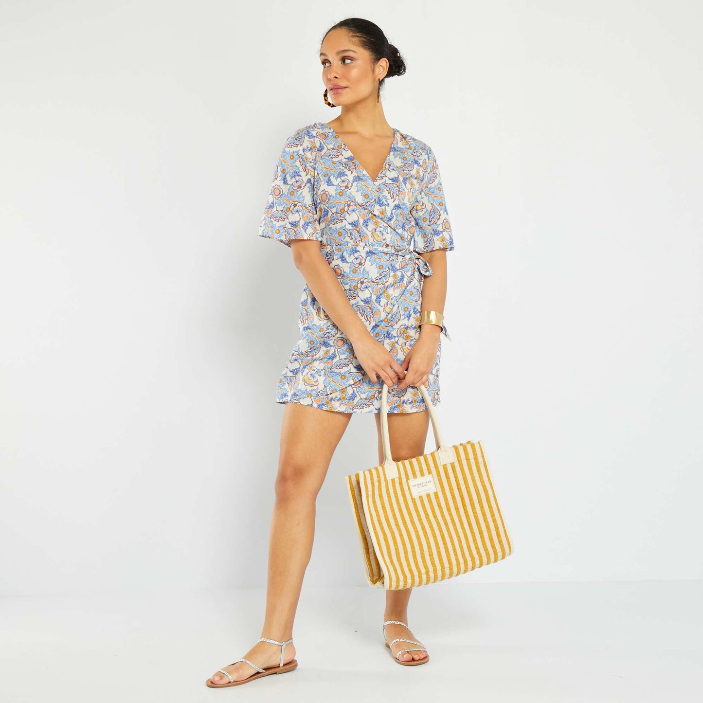 Robe portefeuille avec imprim Bleu