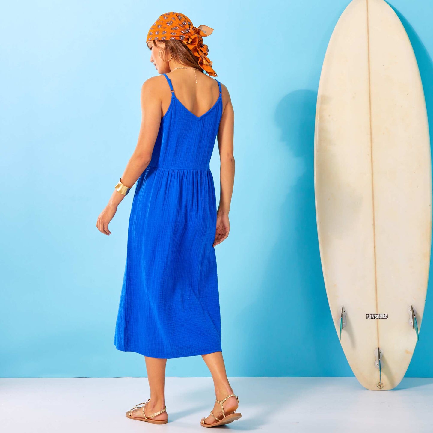 Robe en gaze de coton bleu