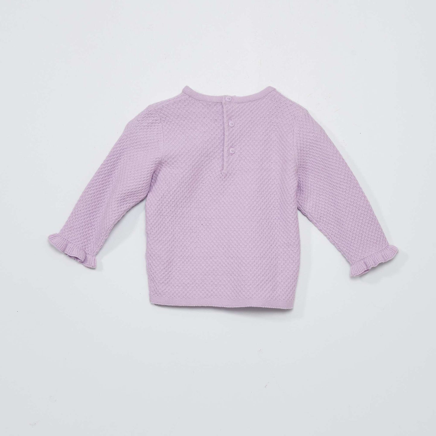 Pull point fantaisie avec manches ondul es mauve clair