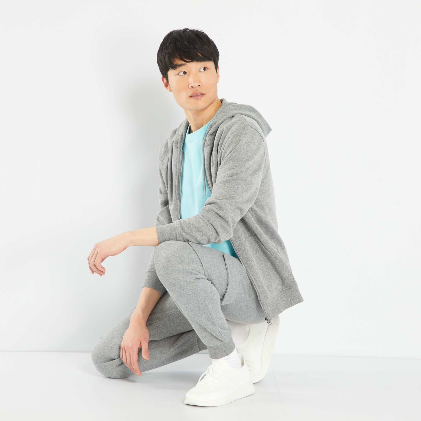 Sweat zipp e capuche Gris fonc