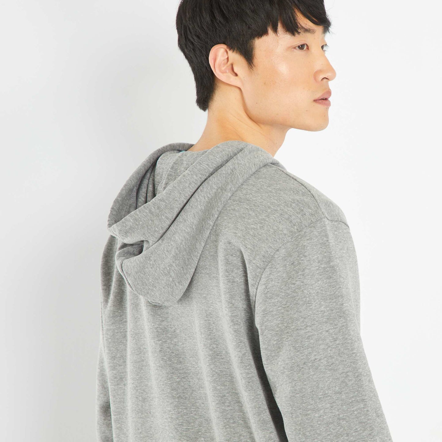 Sweat zipp e capuche Gris fonc