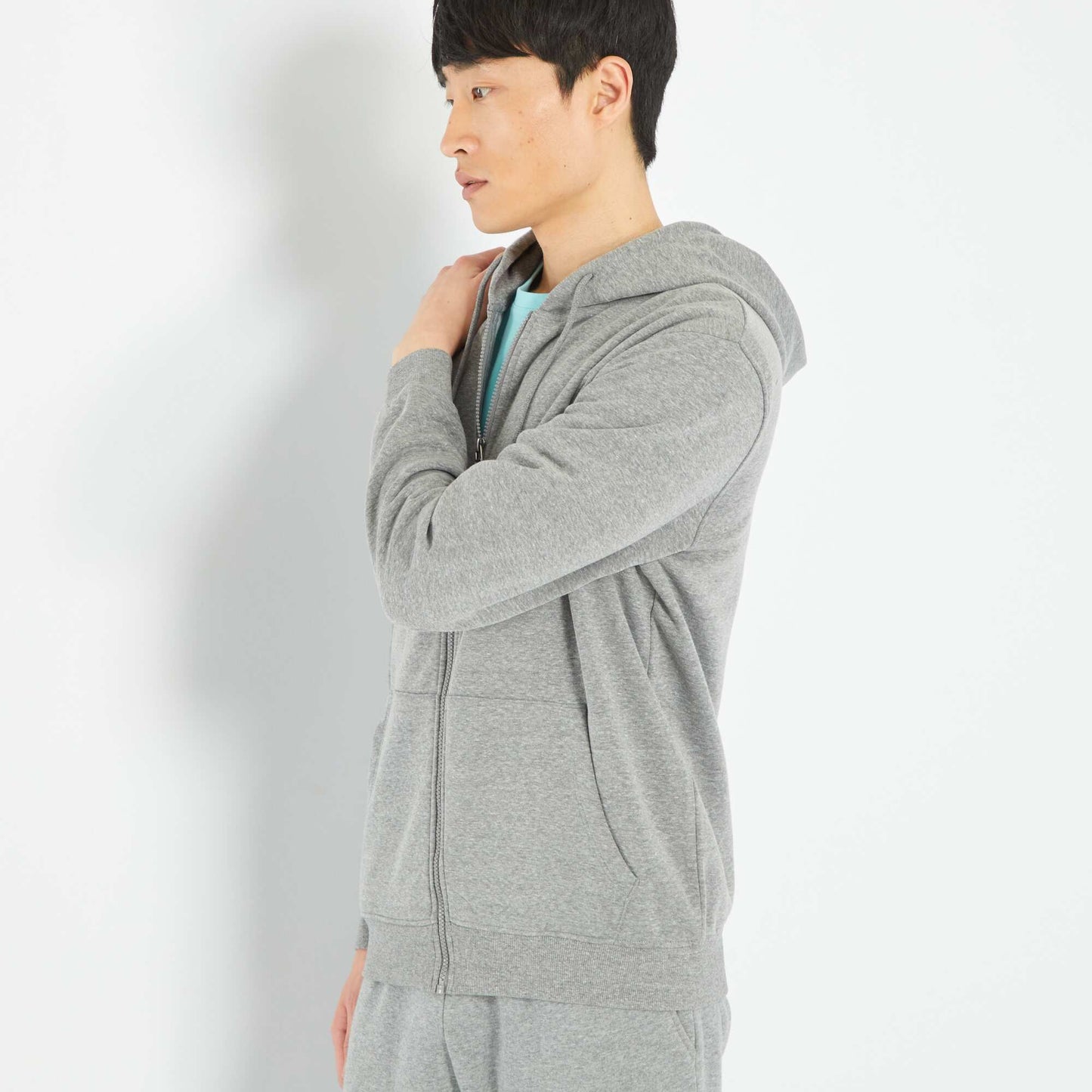 Sweat zipp e capuche Gris fonc