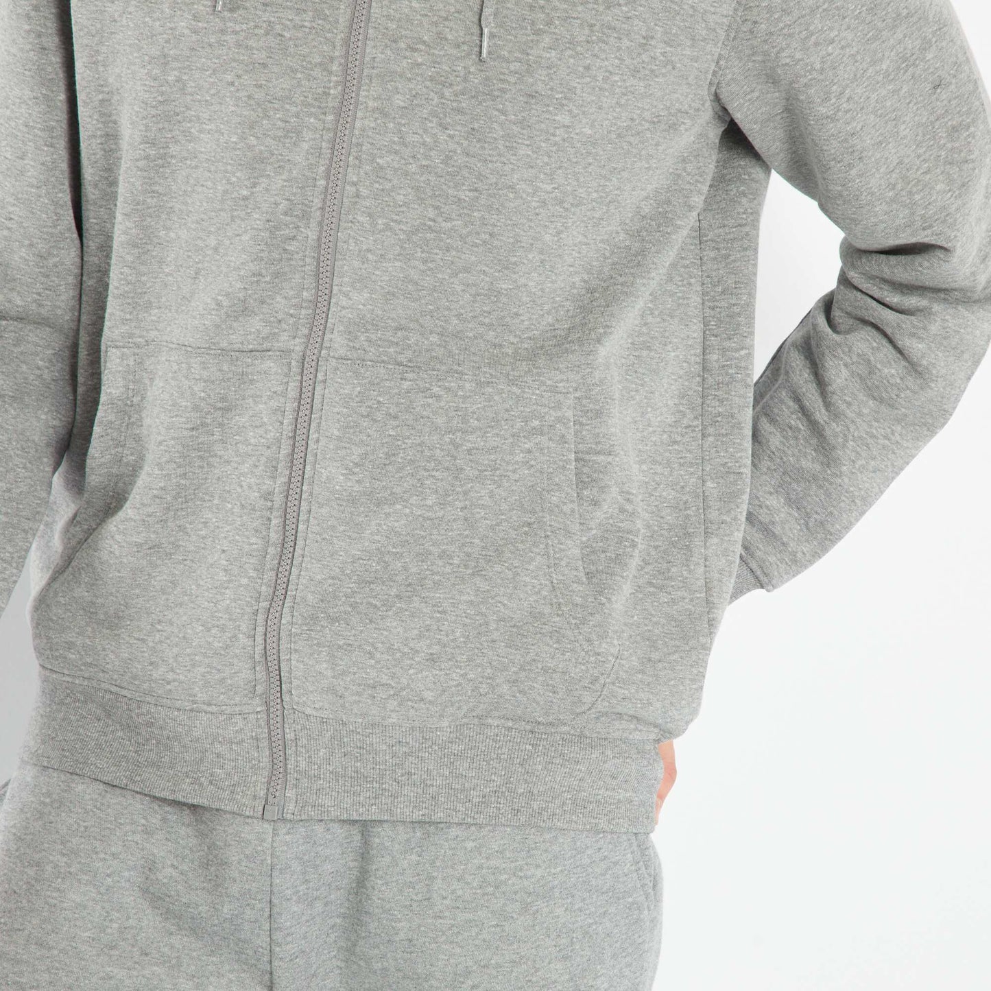 Sweat zipp e capuche Gris fonc