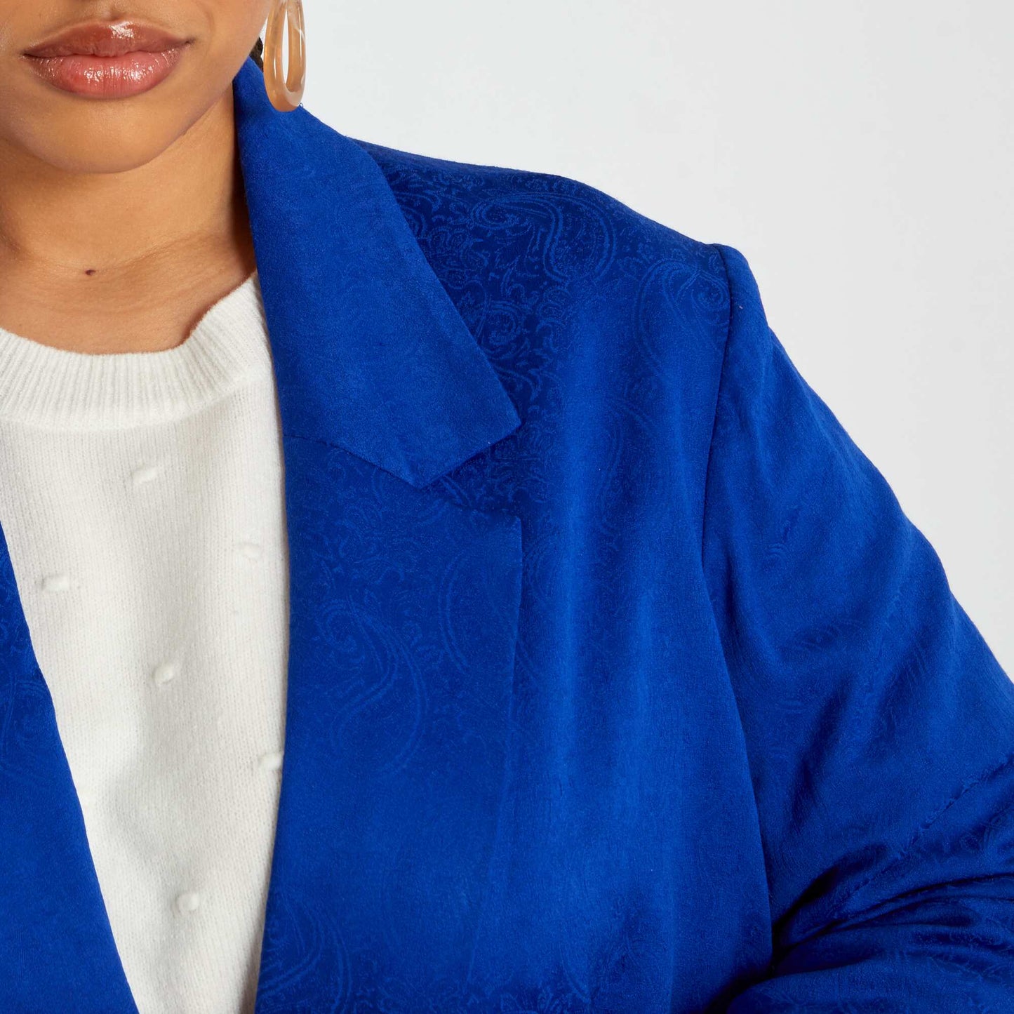 Veste tailleur en jacquard bleu