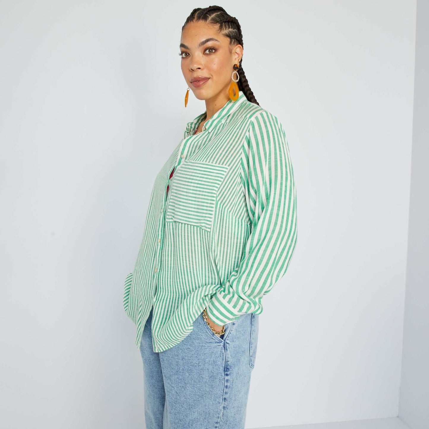 Chemise fluide imprim ray Vert