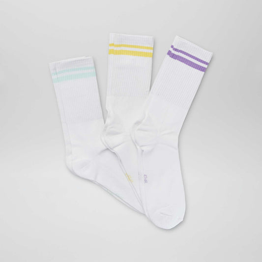 Lot de 3 paires de chaussettes c tel es Blanche/jaune/violet/vert