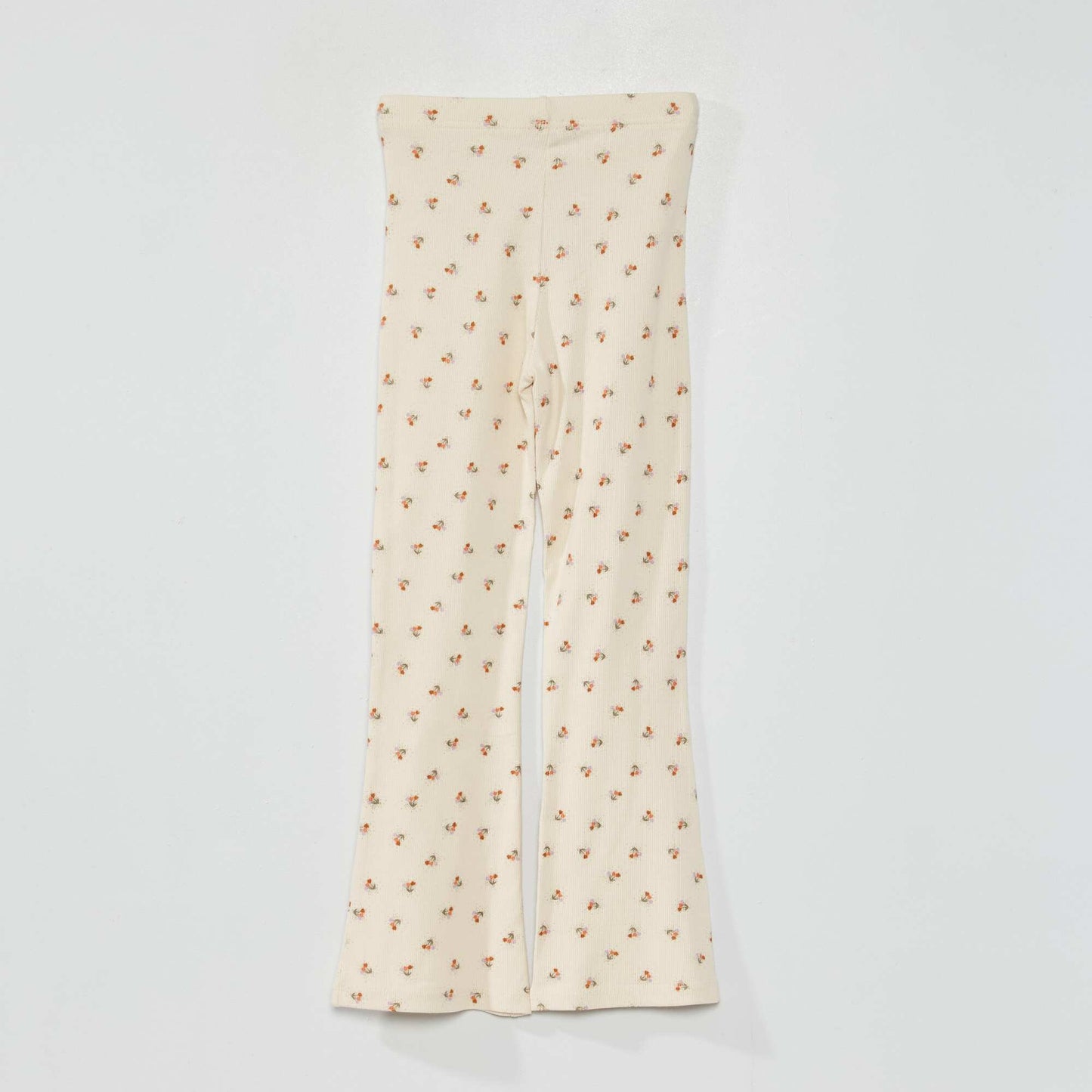 Pantalon flare/bootcut en maille c tel e Ecru