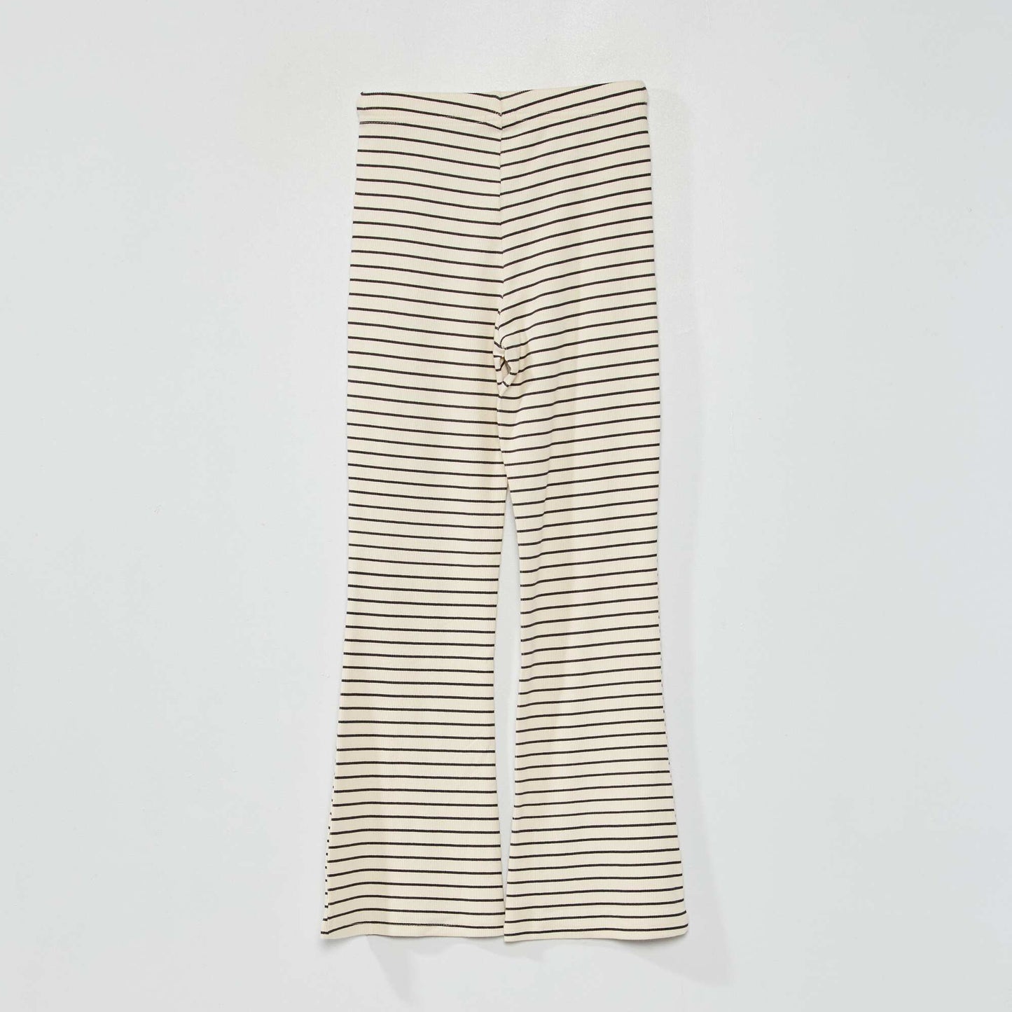 Pantalon flare/bootcut en maille c tel e Blanc