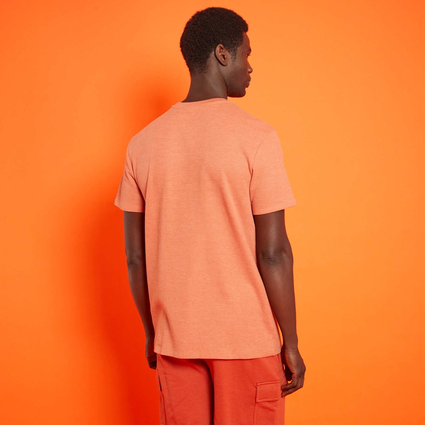 T-shirt uni en nid d'abeilles Orange