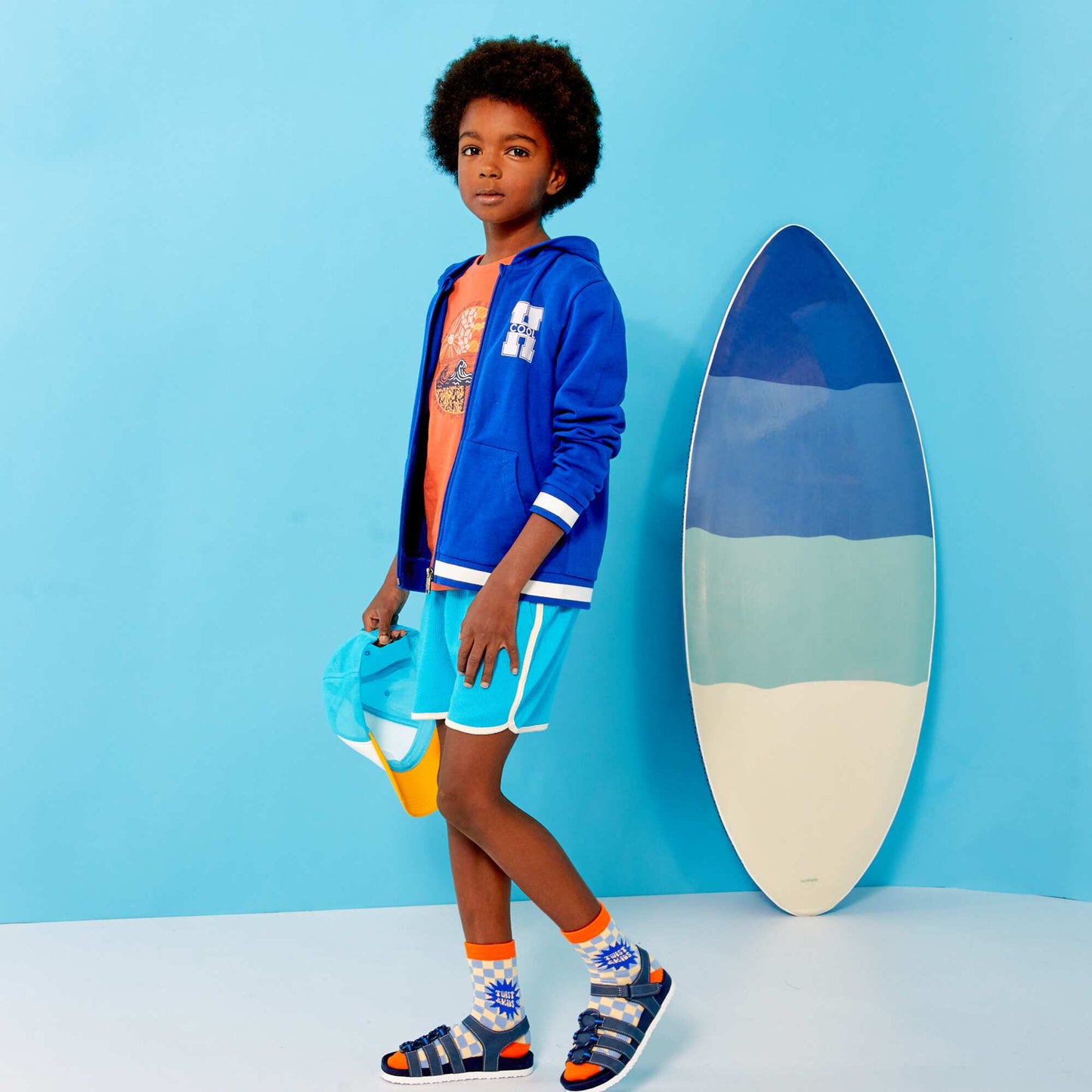 Short en nid d'abeilles Bleu