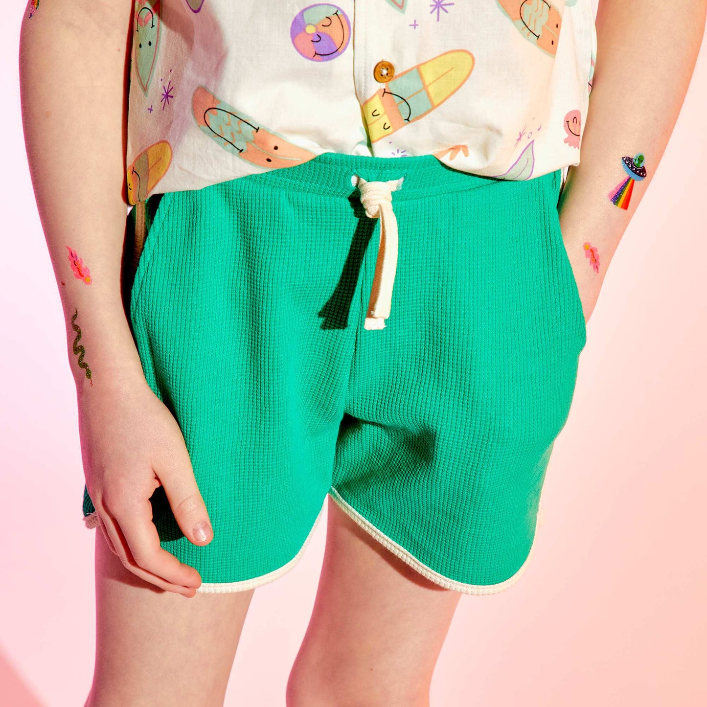 Short en nid d'abeilles Vert