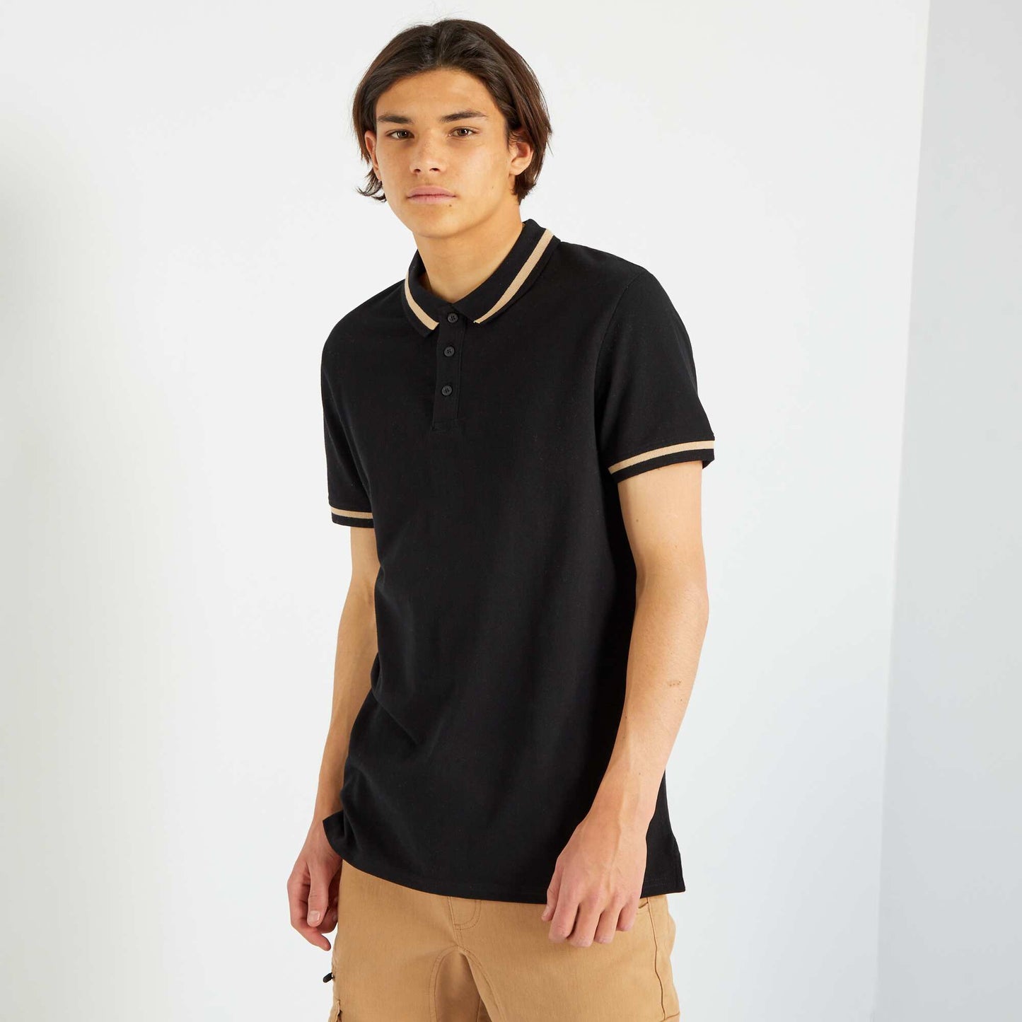 Polo manches courtes en jersey noir