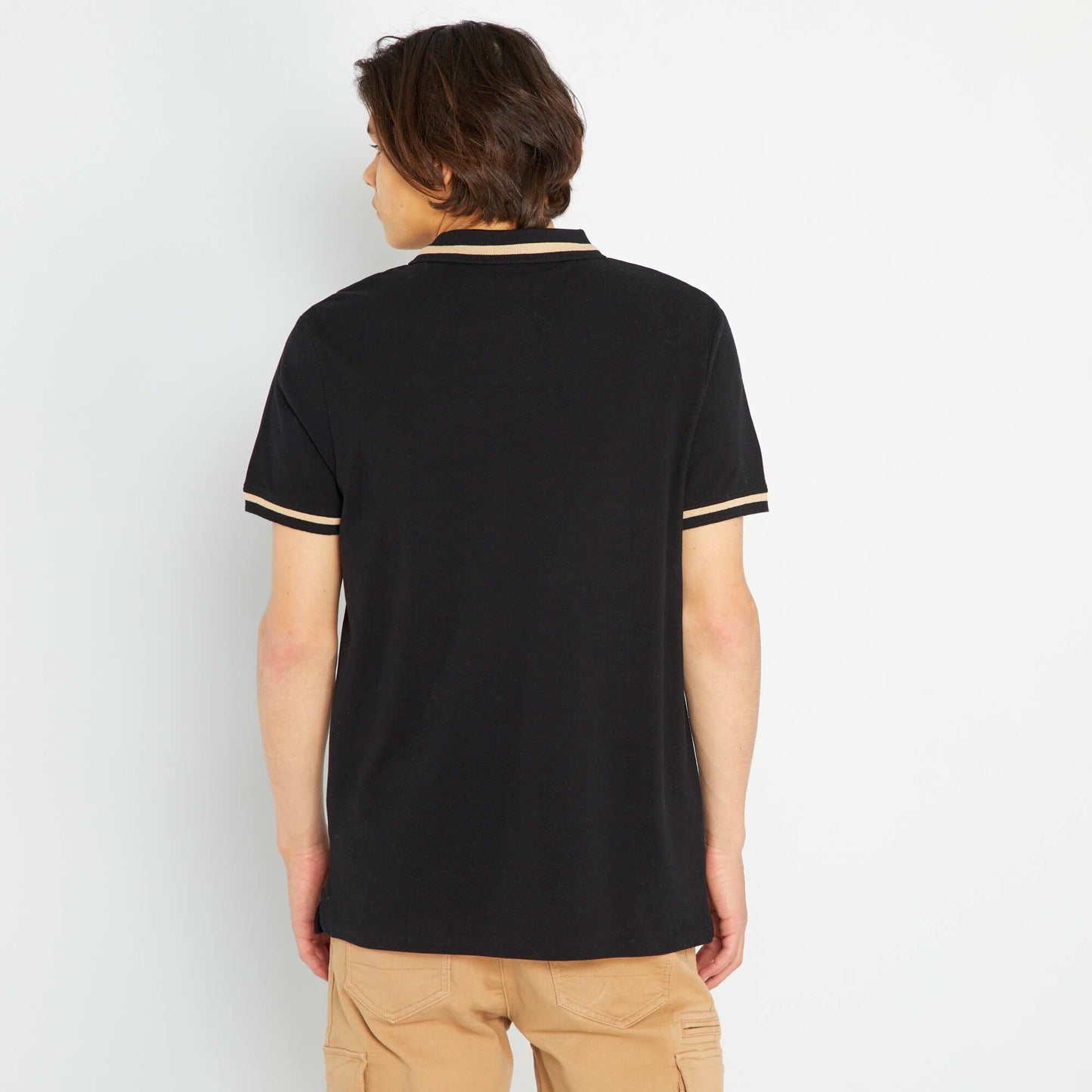 Polo manches courtes en jersey noir