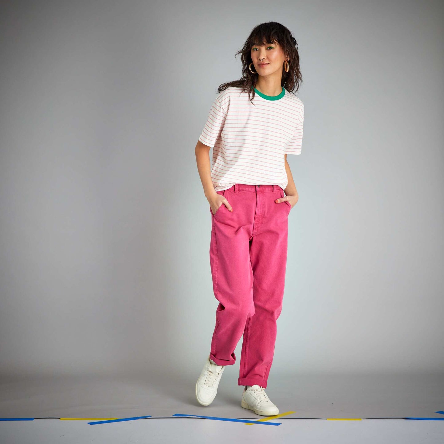 T-shirt en coton Blanc/rose