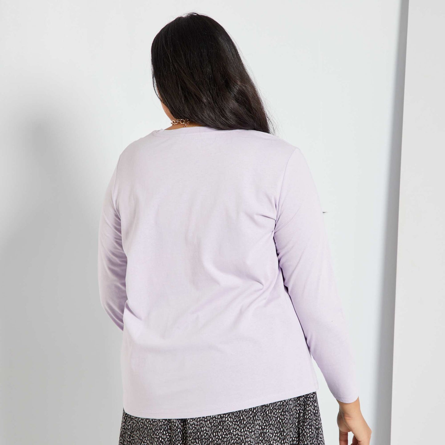 T-shirt uni en coton lilas
