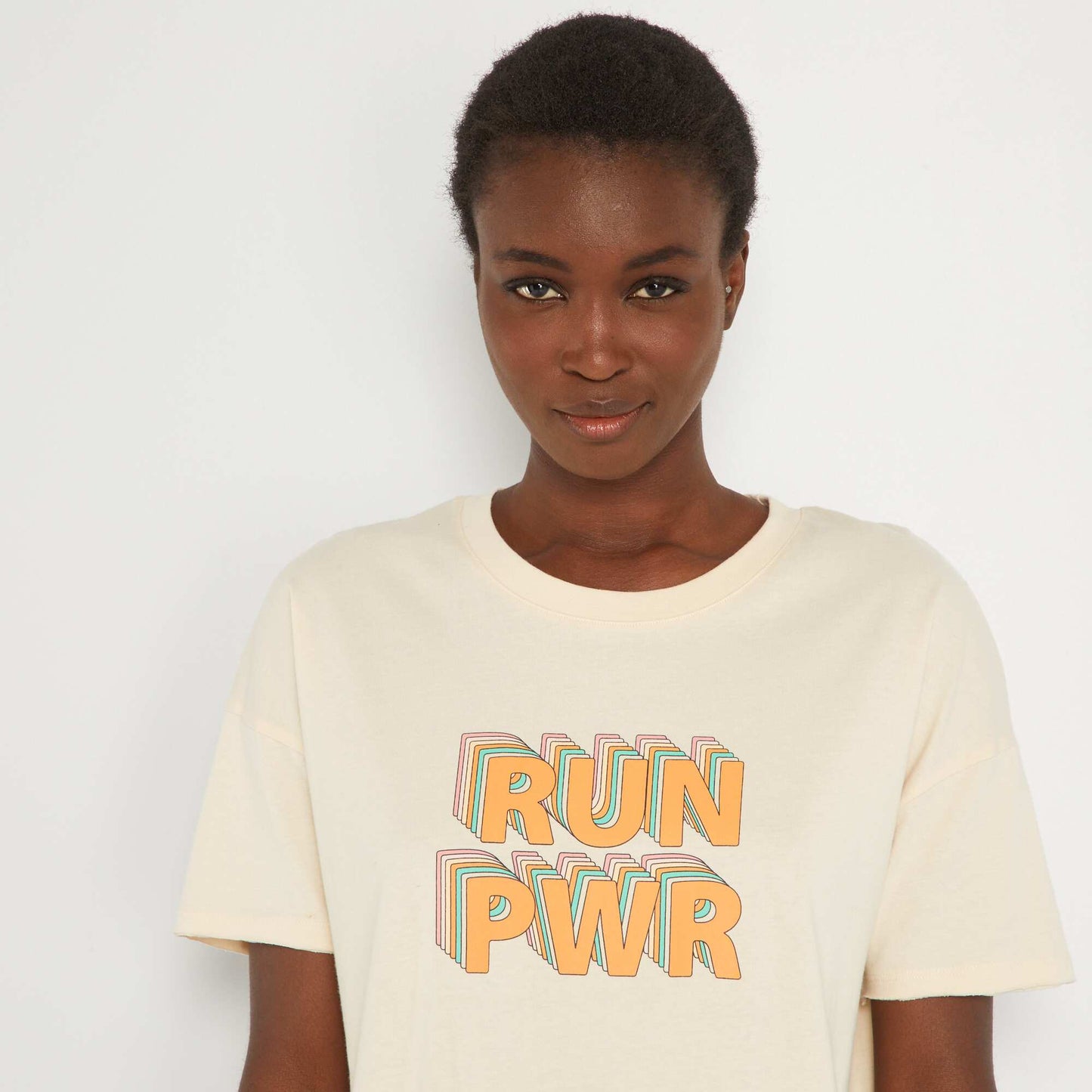 T-shirt col rond Beige