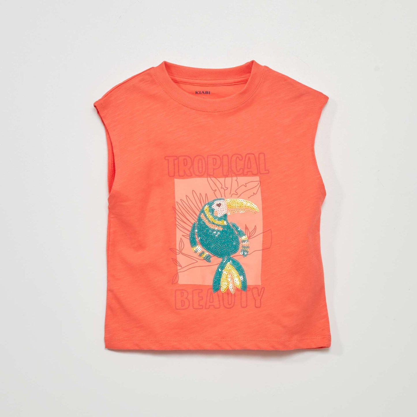 T-shirt en jersey avec sequins Rose rouge