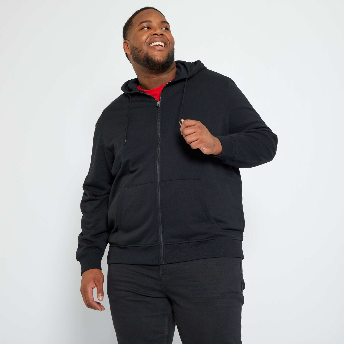 Sweat zipp en molleton noir