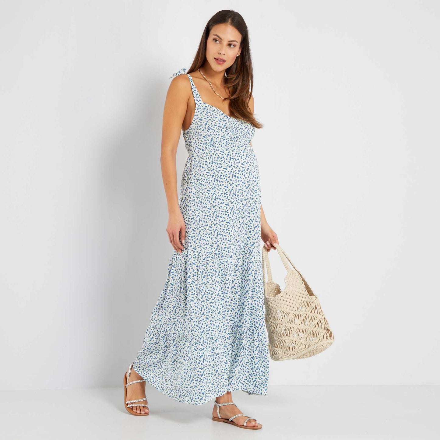 Robe longue maternit Blanc