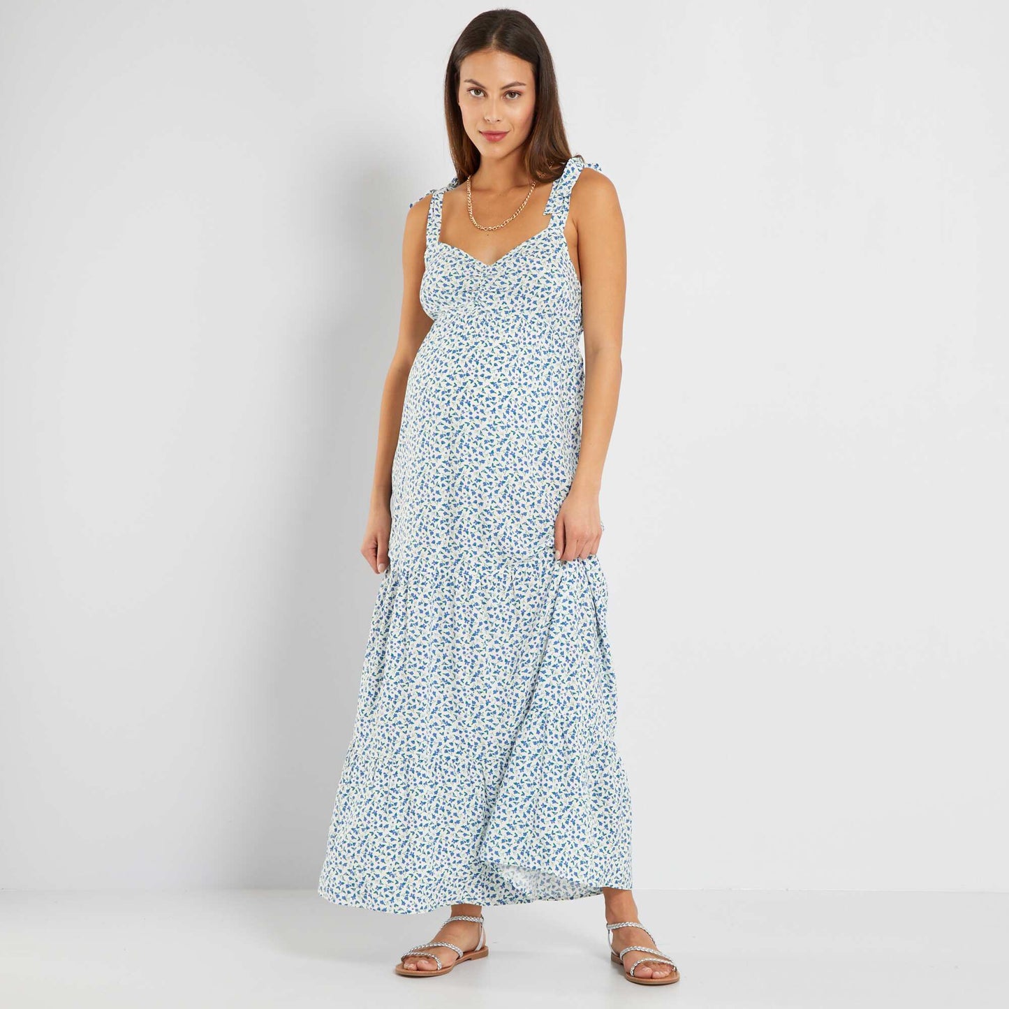 Robe longue maternit Blanc