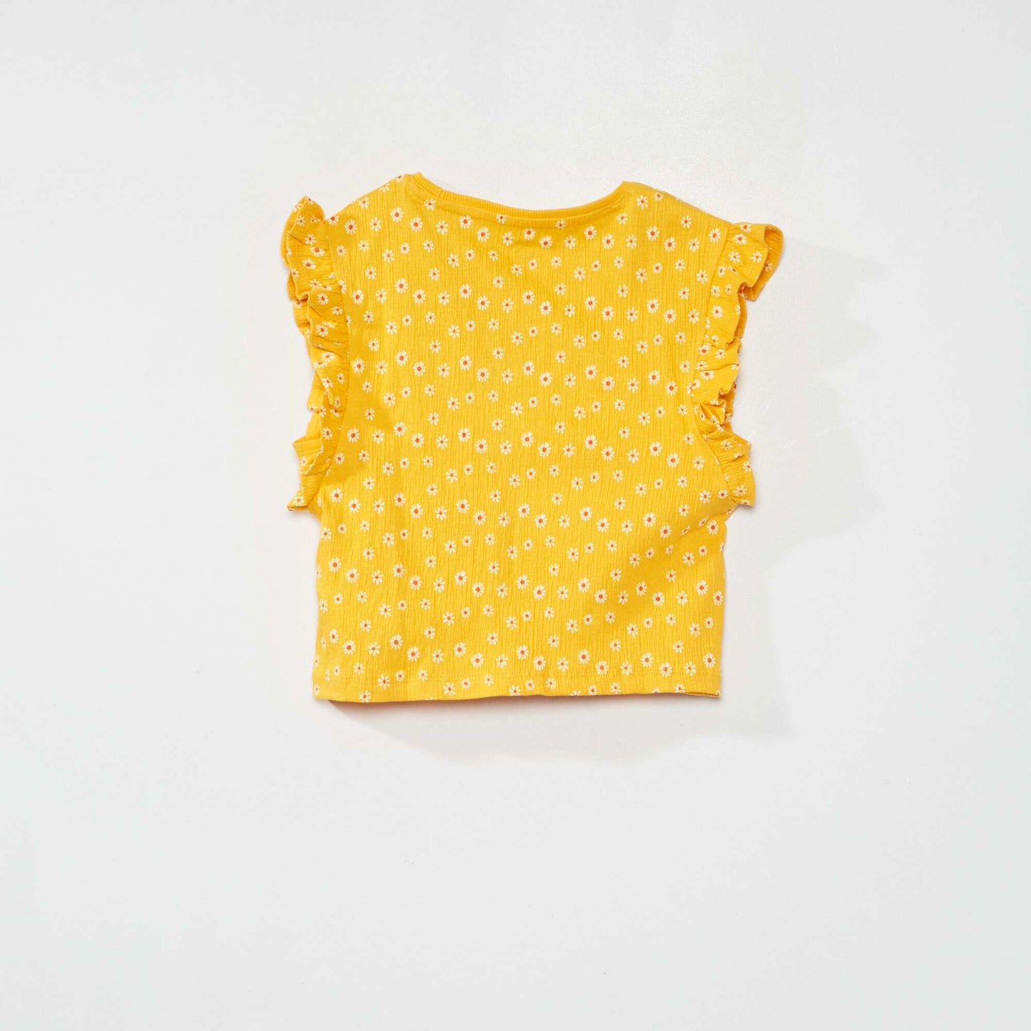 Tee-shirt imprim avec volants Jaune