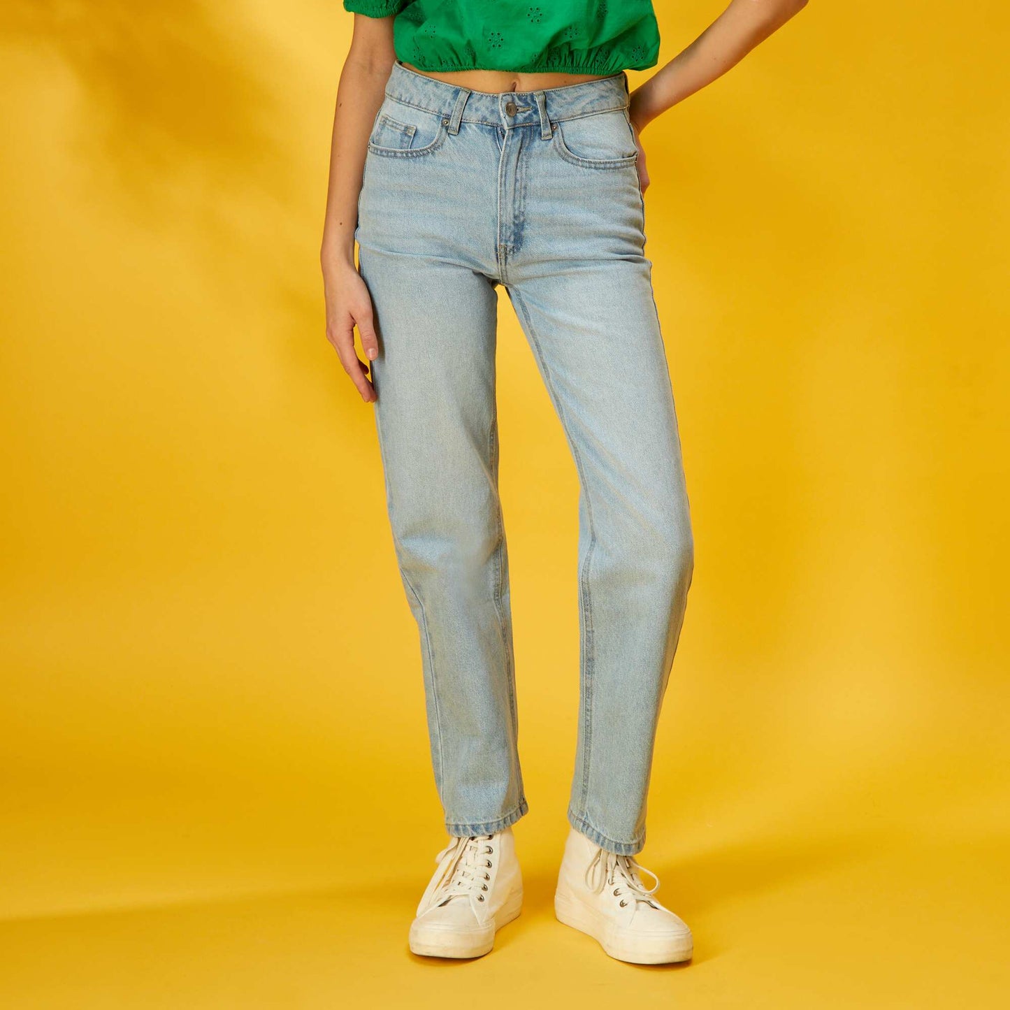 Pantalon denim straight Bleu