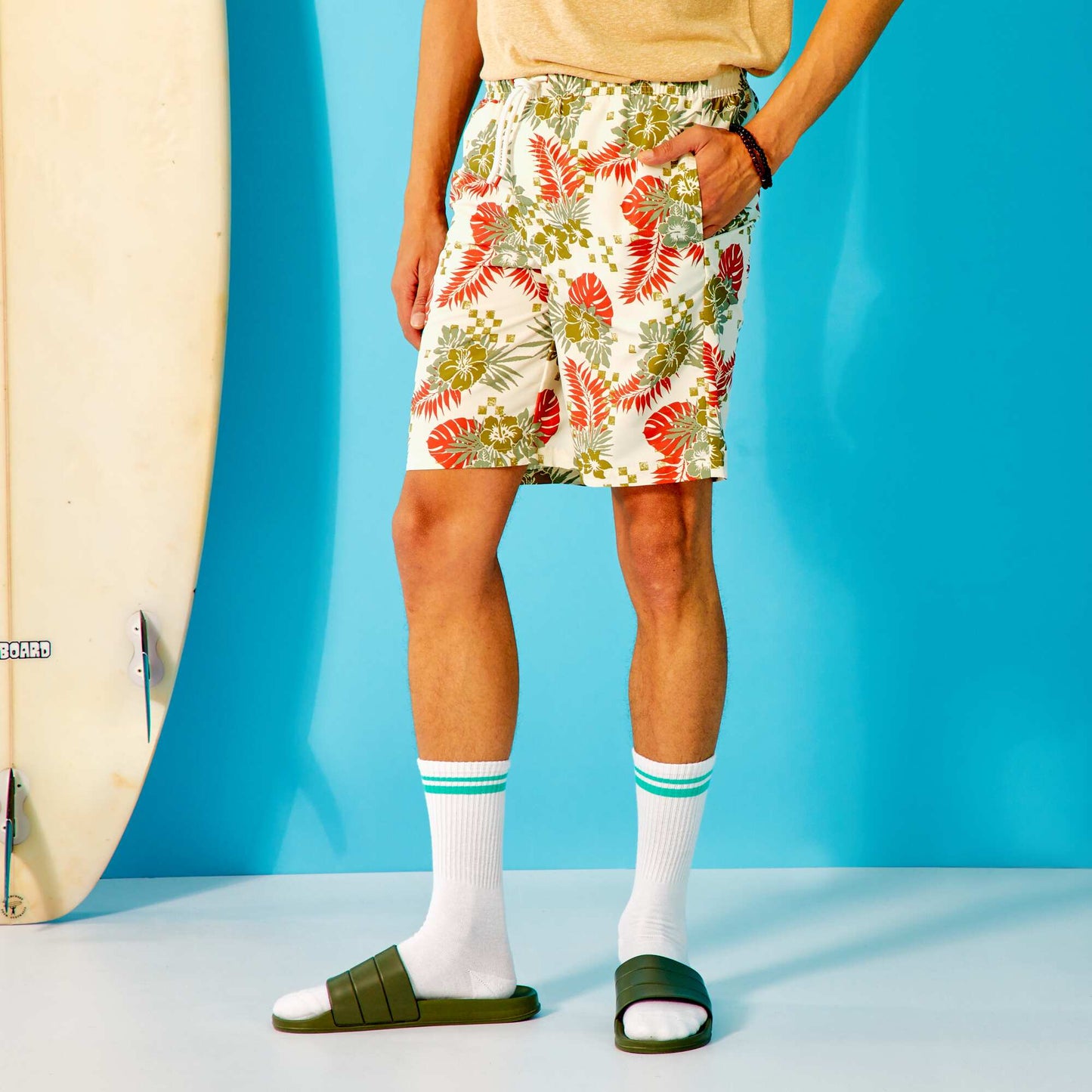 Short de bain long motifs Beige motifs