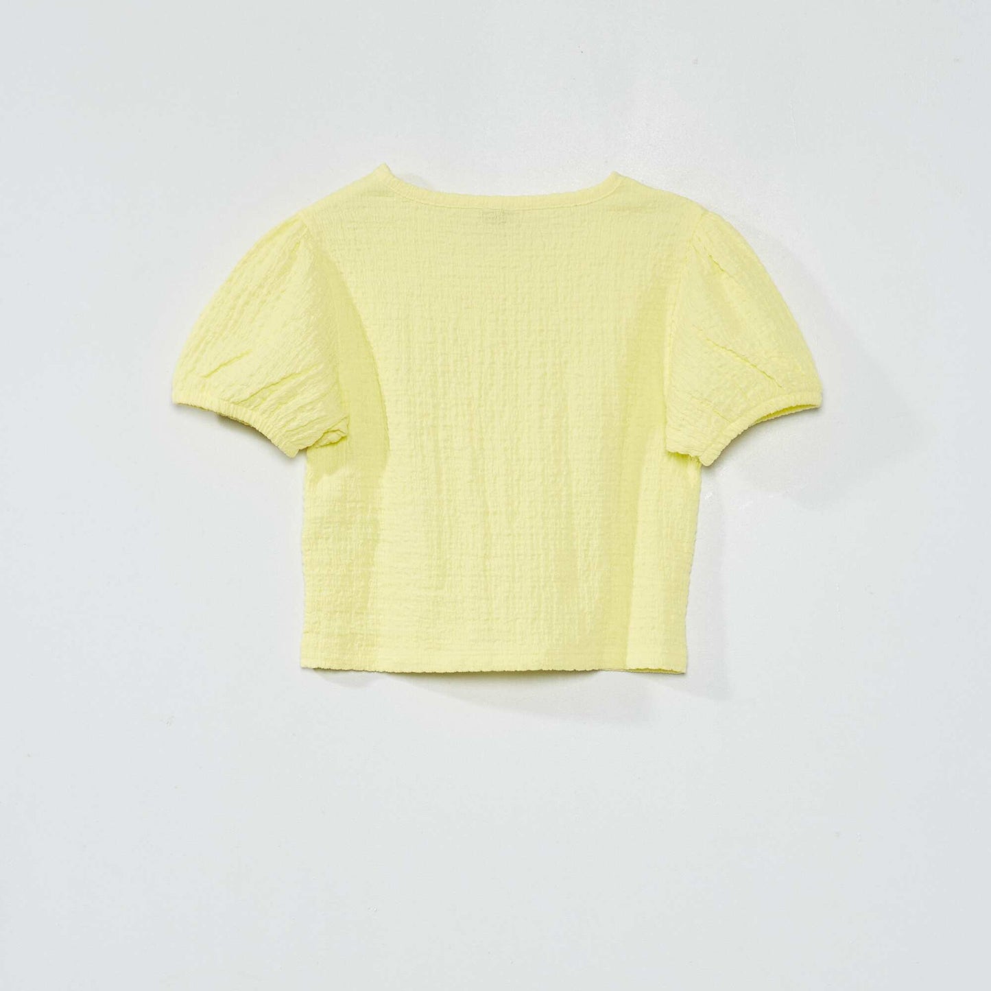 T-shirt en maille gaufr e unie Jaune