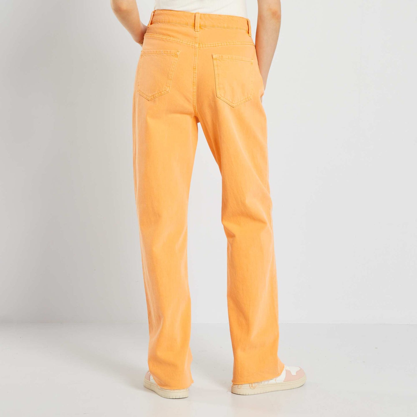 Pantalon wide leg taille haute orange abricot
