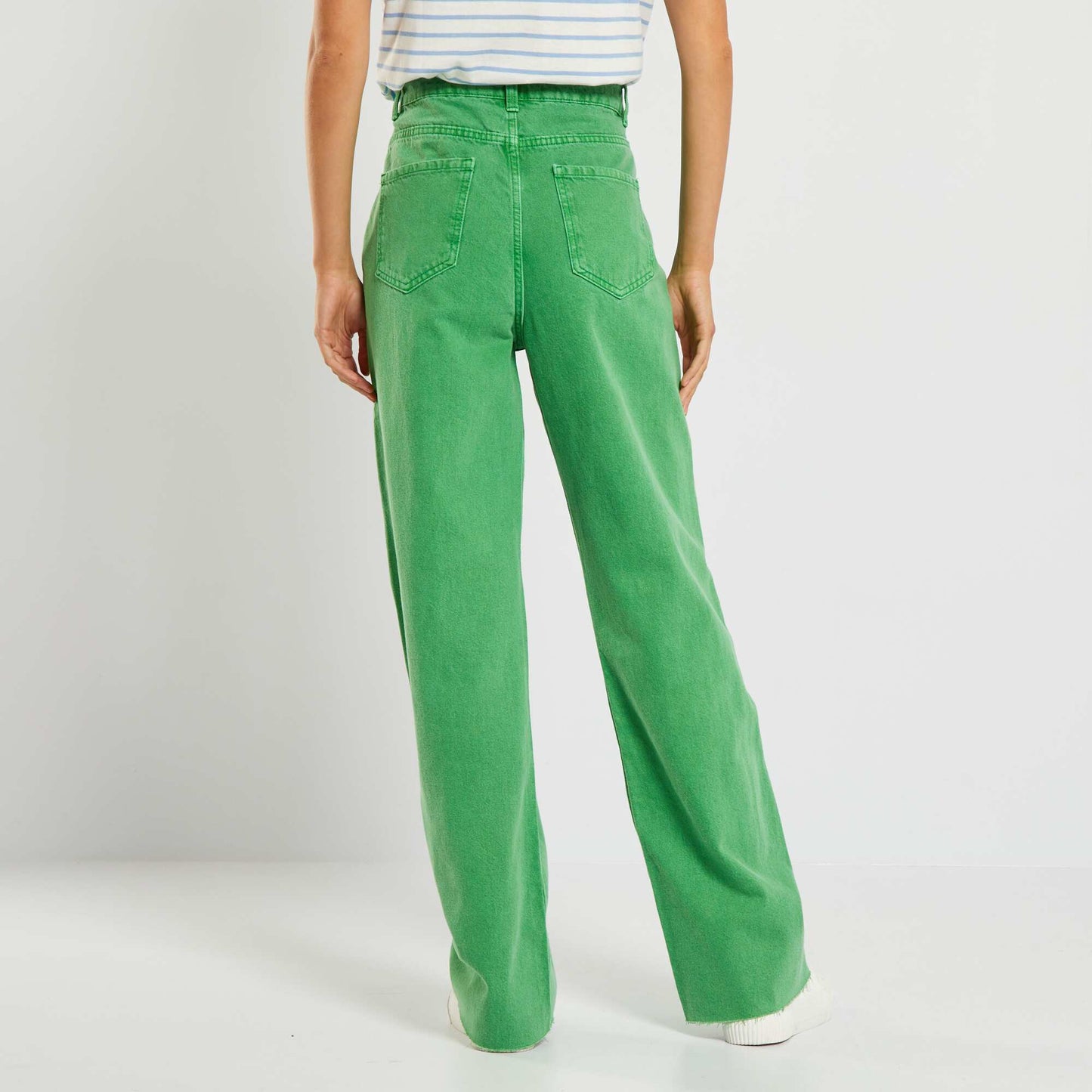 Pantalon wide leg taille haute Vert
