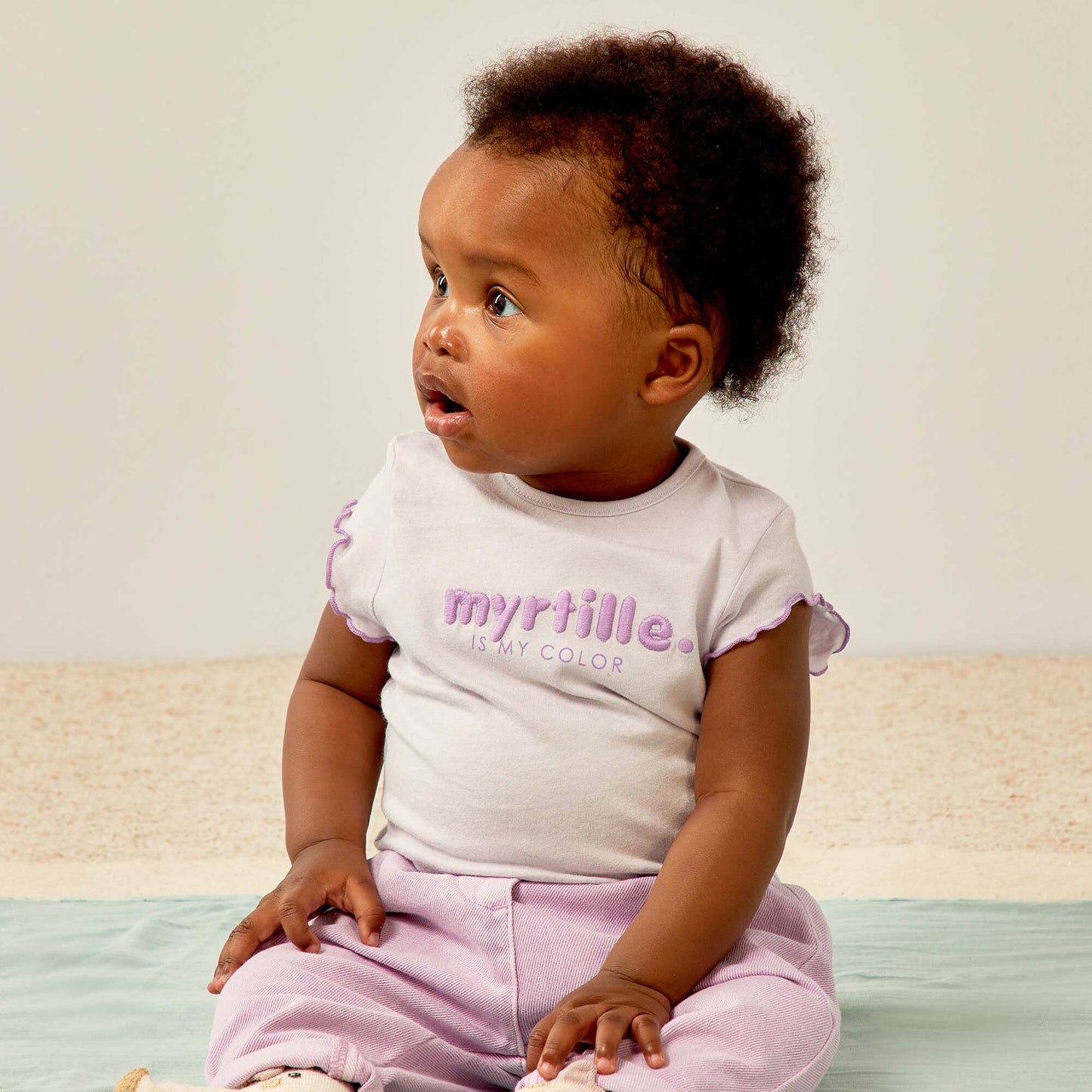 Tee-shirt en jersey avec bords volant s Violet