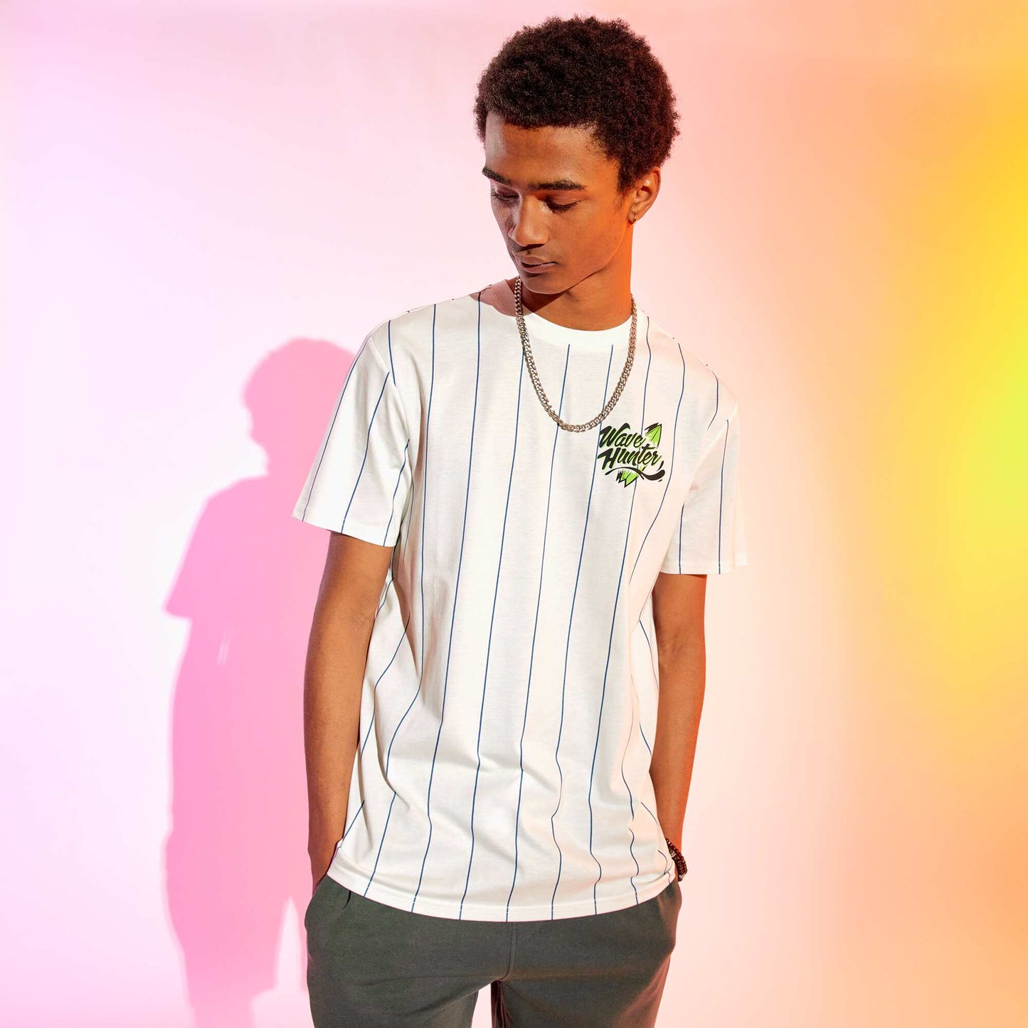 Tee-shirt rayures verticales Blanc