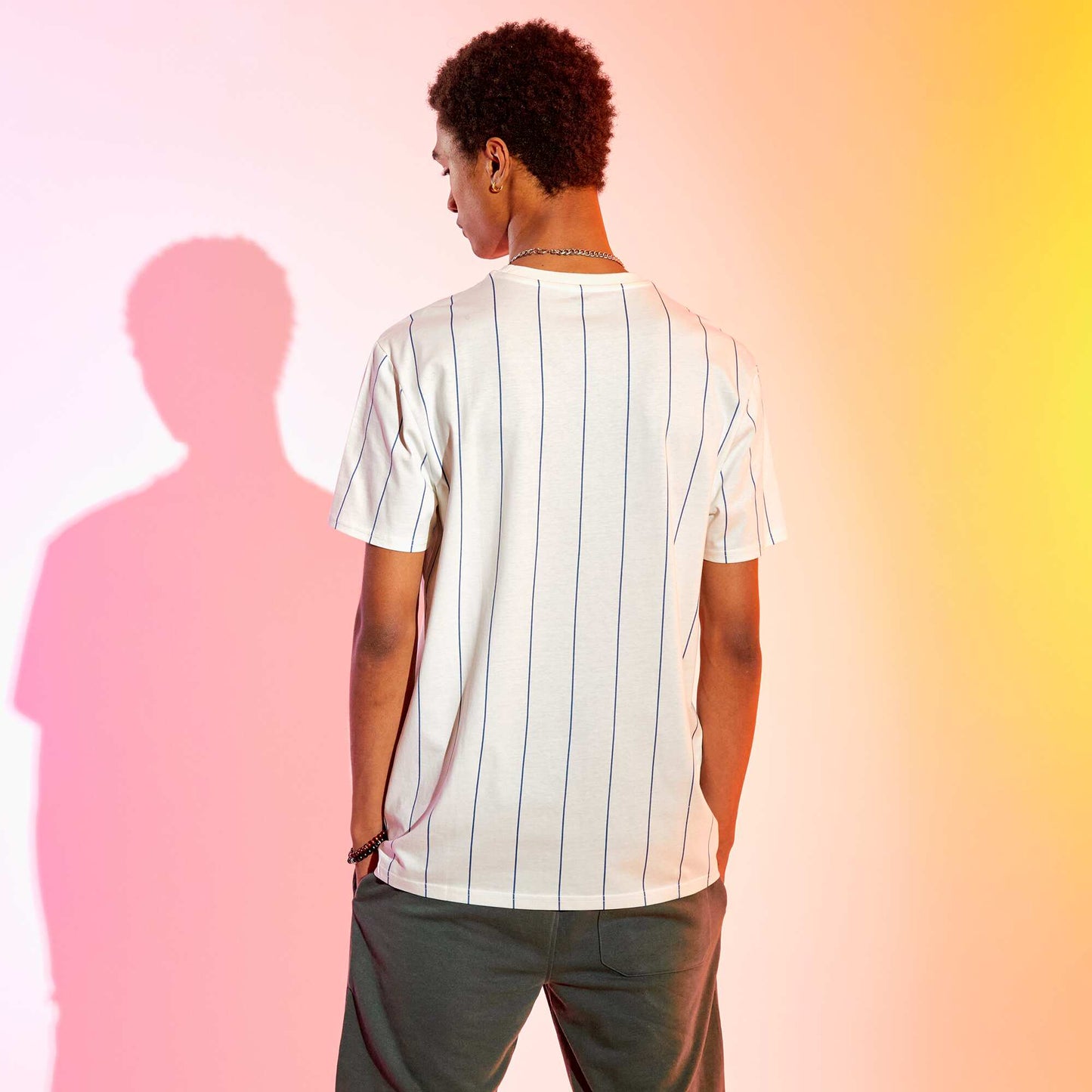 Tee-shirt rayures verticales Blanc