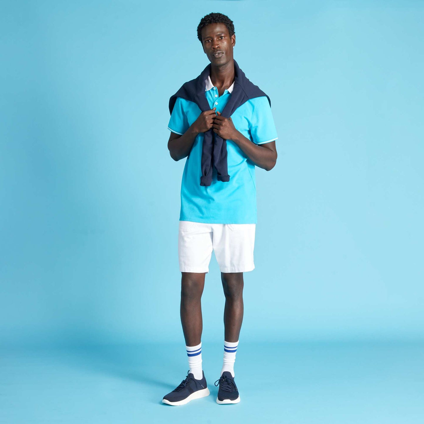 Polo en piqué de coton Bleu turquoise